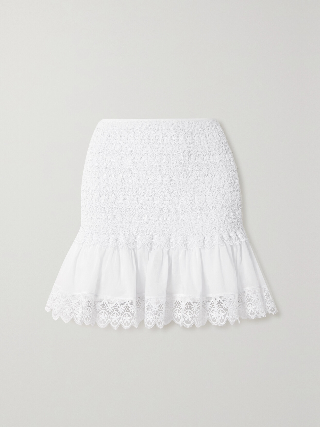 Charo Ruiz Fleur Guipure Lace And Cotton-blend Voile Mini Skirt In White