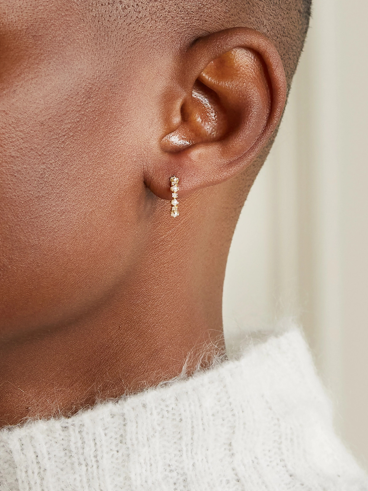 Mateo The Little Things 18-karat Gold, Diamond And Pearl Hoop Earrings In Gold