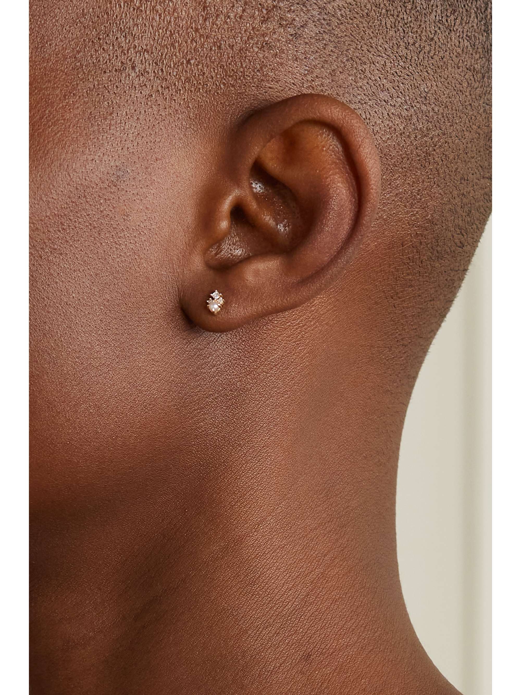 MATEO The Little Things 14-karat gold, diamond and pearl earrings
