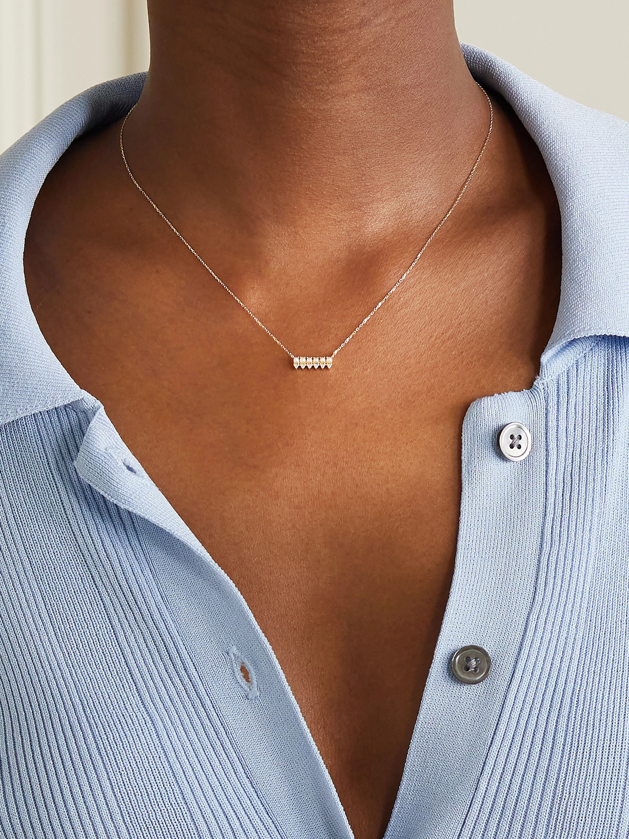 Mateo The Little Things 14-karat Gold, Diamond And Pearl Necklace In Gold