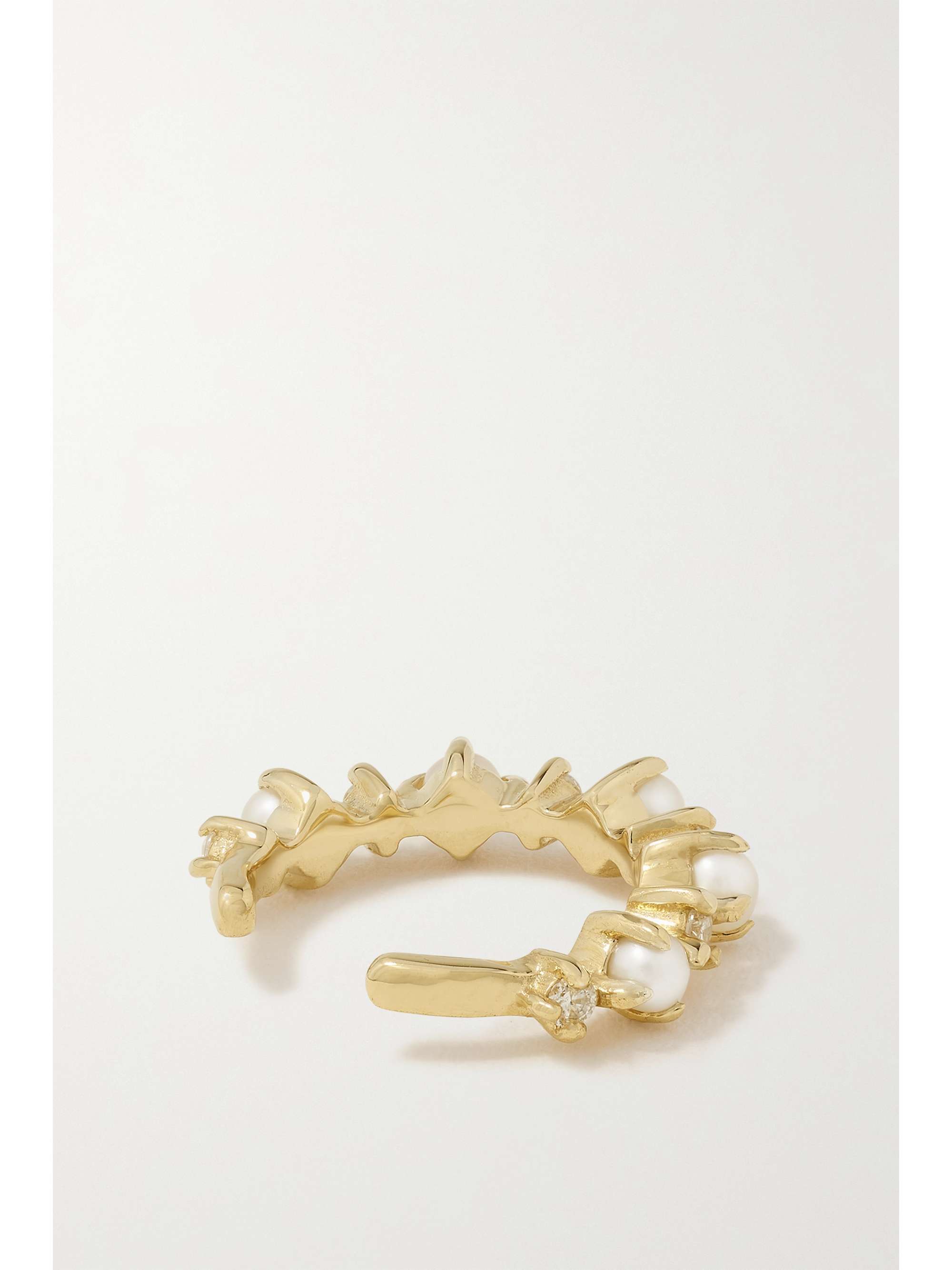 MATEO The Little Things 14-karat gold, pearl and diamond ear cuff