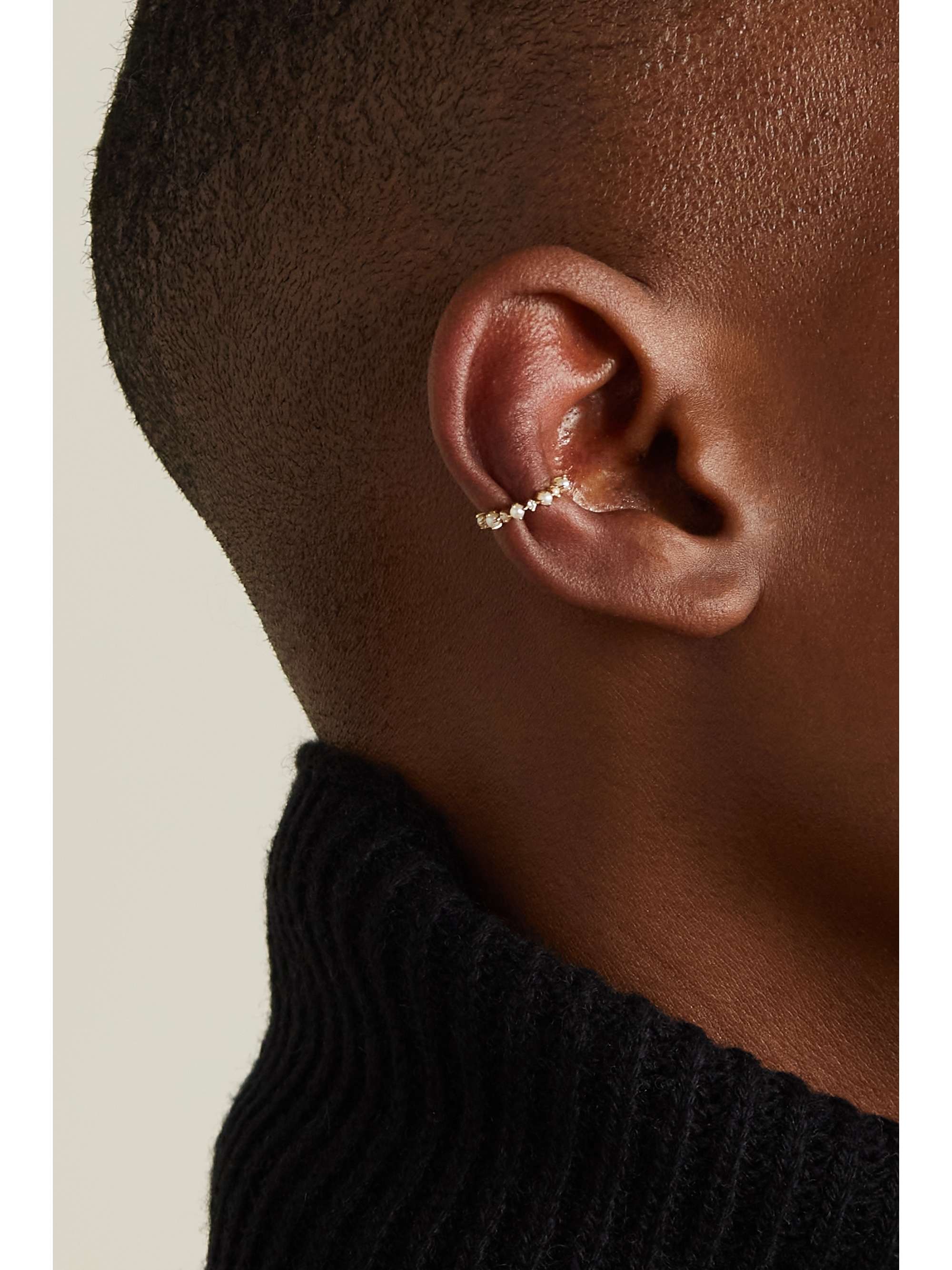 MATEO The Little Things 14-karat gold, pearl and diamond ear cuff