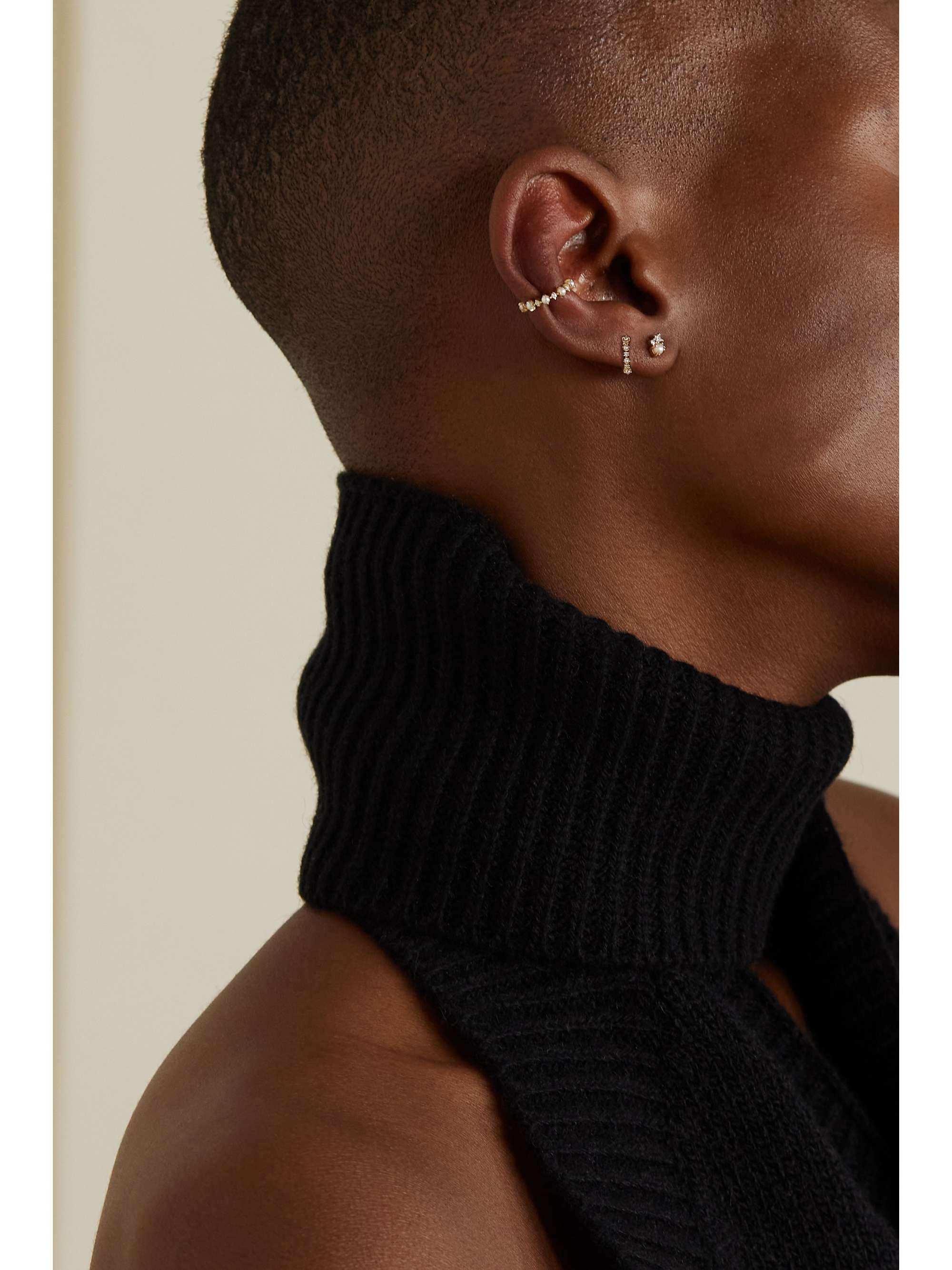 MATEO The Little Things 14-karat gold, pearl and diamond ear cuff