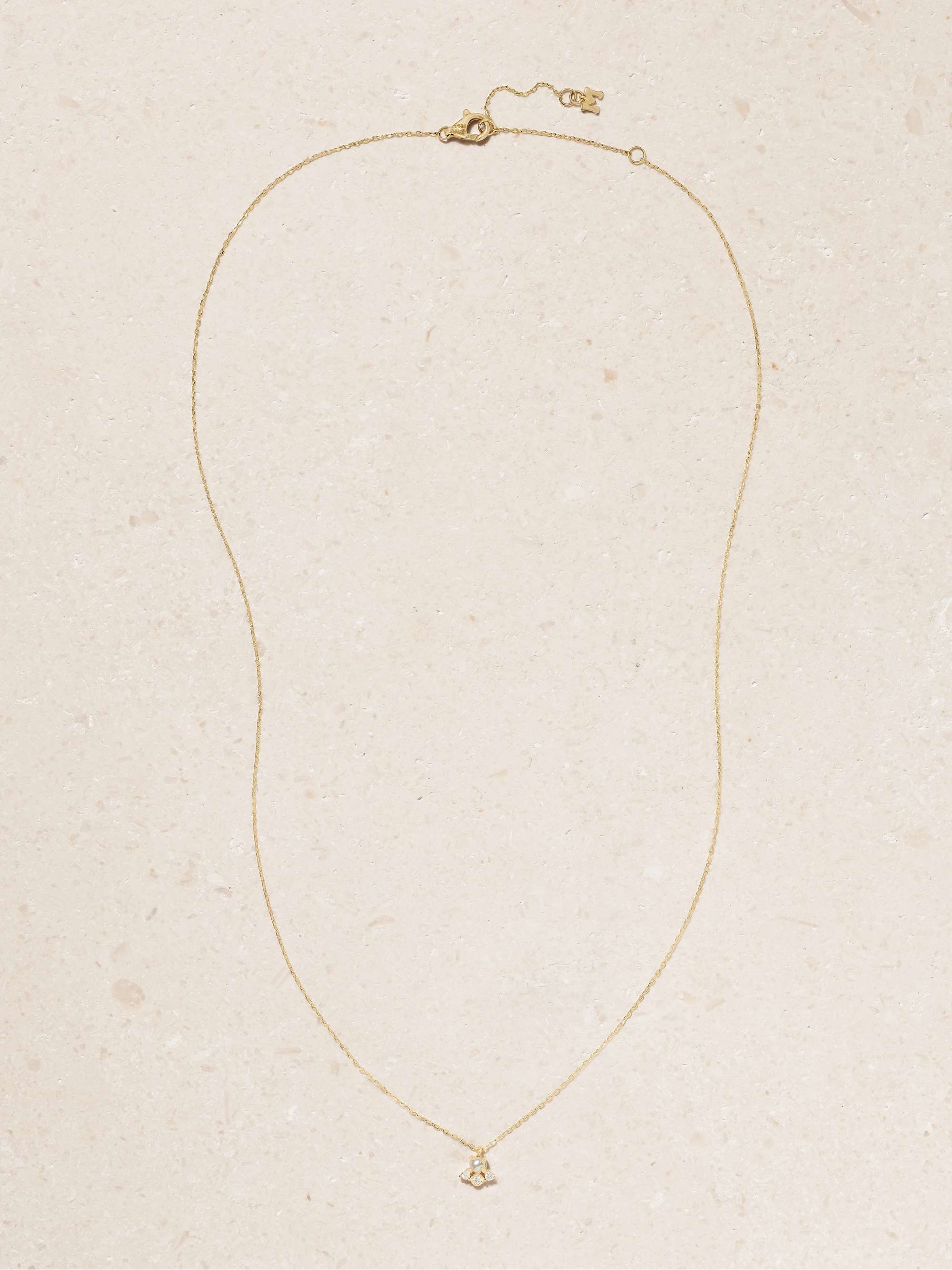 MATEO The Little Things 14-karat gold, diamond and pearl necklace