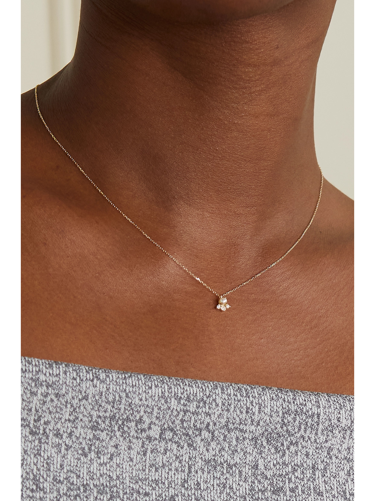 Mateo The Little Things 14-karat Gold, Diamond And Pearl Necklace In Gold