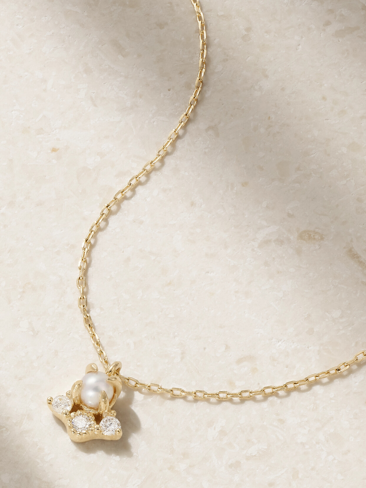 Mateo The Little Things 14-karat Gold, Diamond And Pearl Necklace