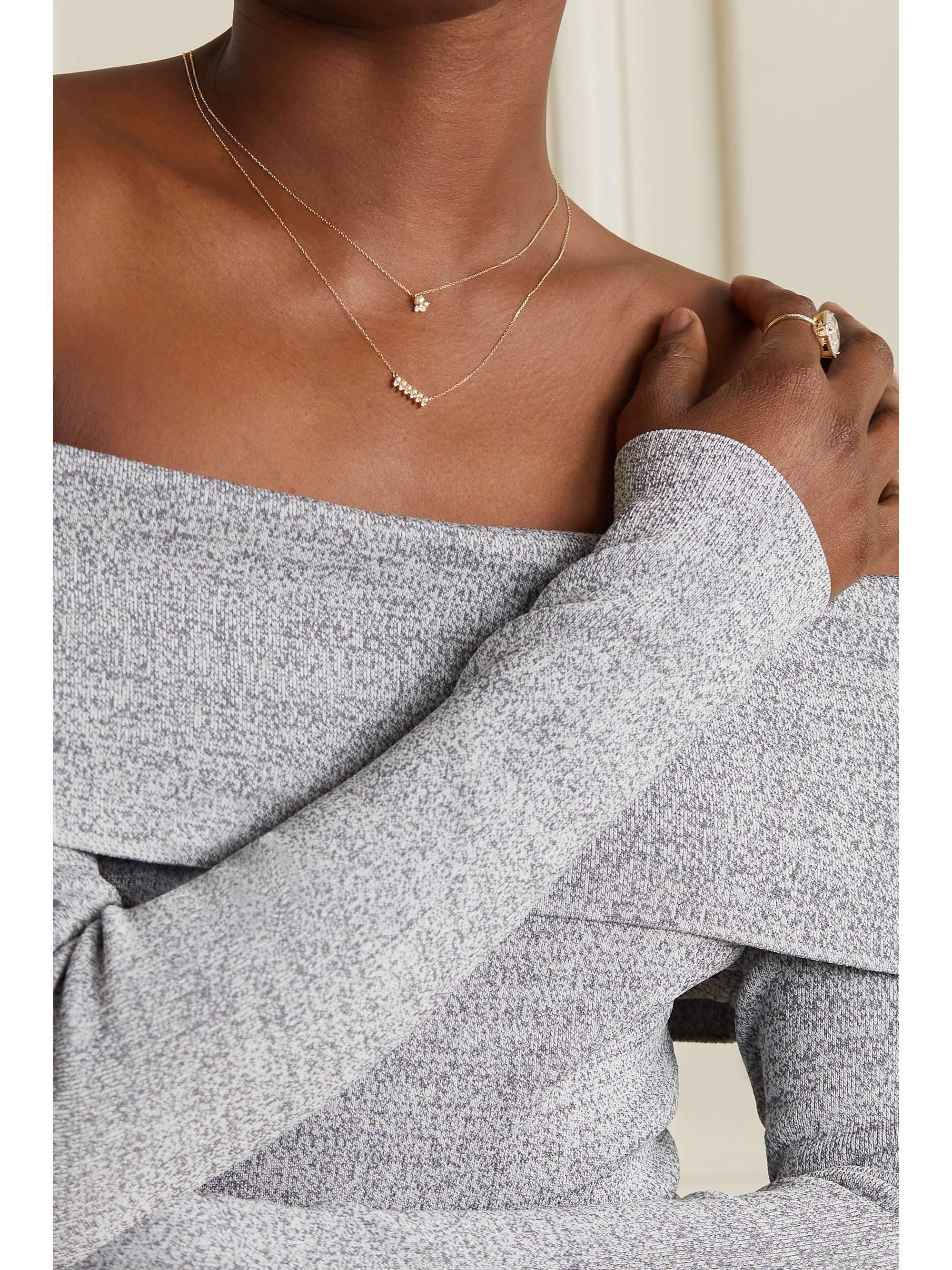 MATEO The Little Things 14-karat gold, diamond and pearl necklace