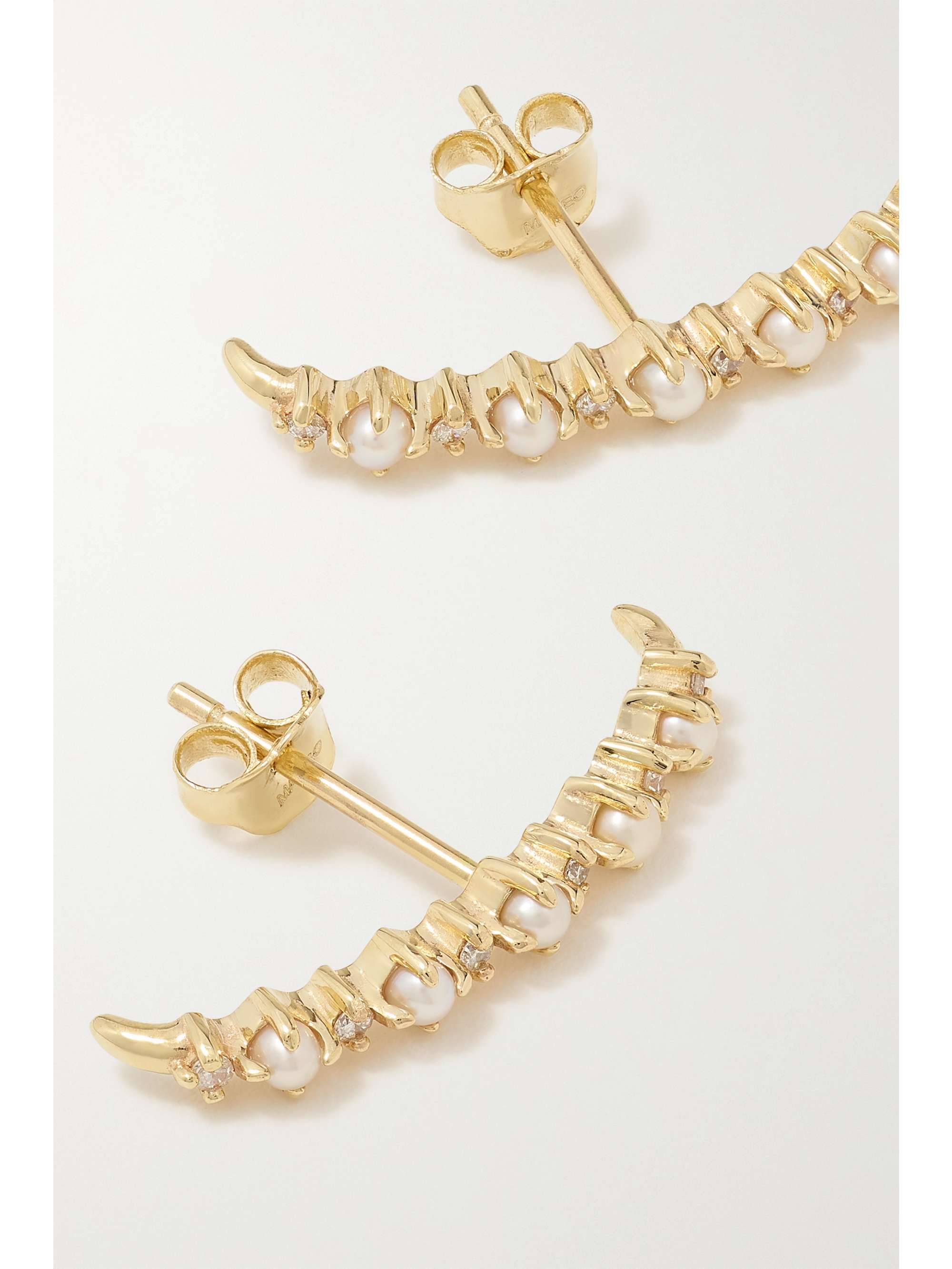 MATEO The Little Things 14-karat gold, diamond and pearl earrings