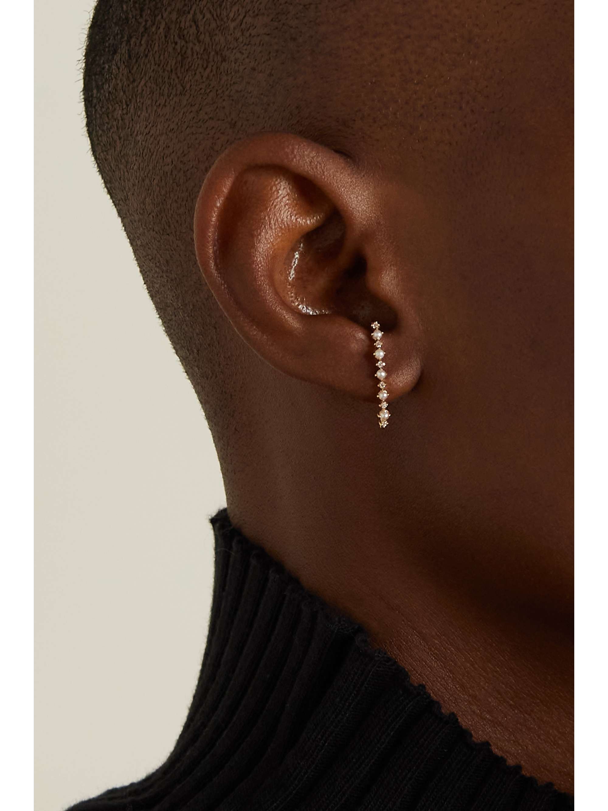 MATEO The Little Things 14-karat gold, diamond and pearl earrings