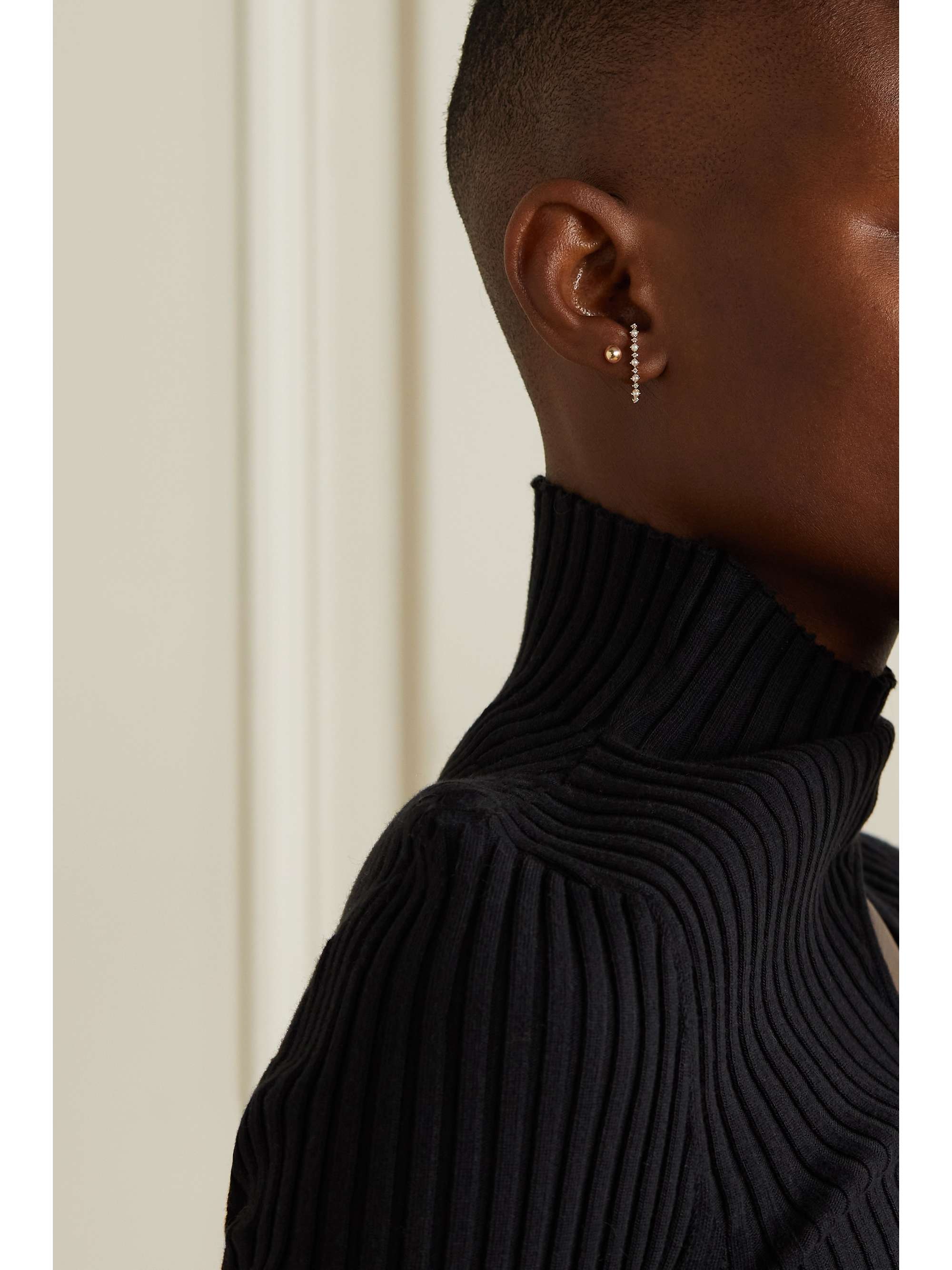 MATEO The Little Things 14-karat gold, diamond and pearl earrings