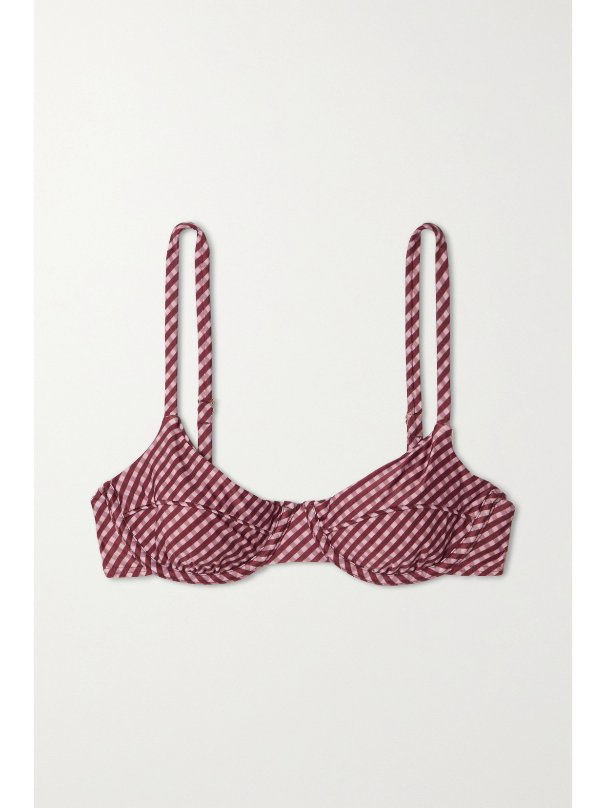 Peony - + Net Sustain Gingham Stretch-econyl Underwired Bikini Top - Pink image