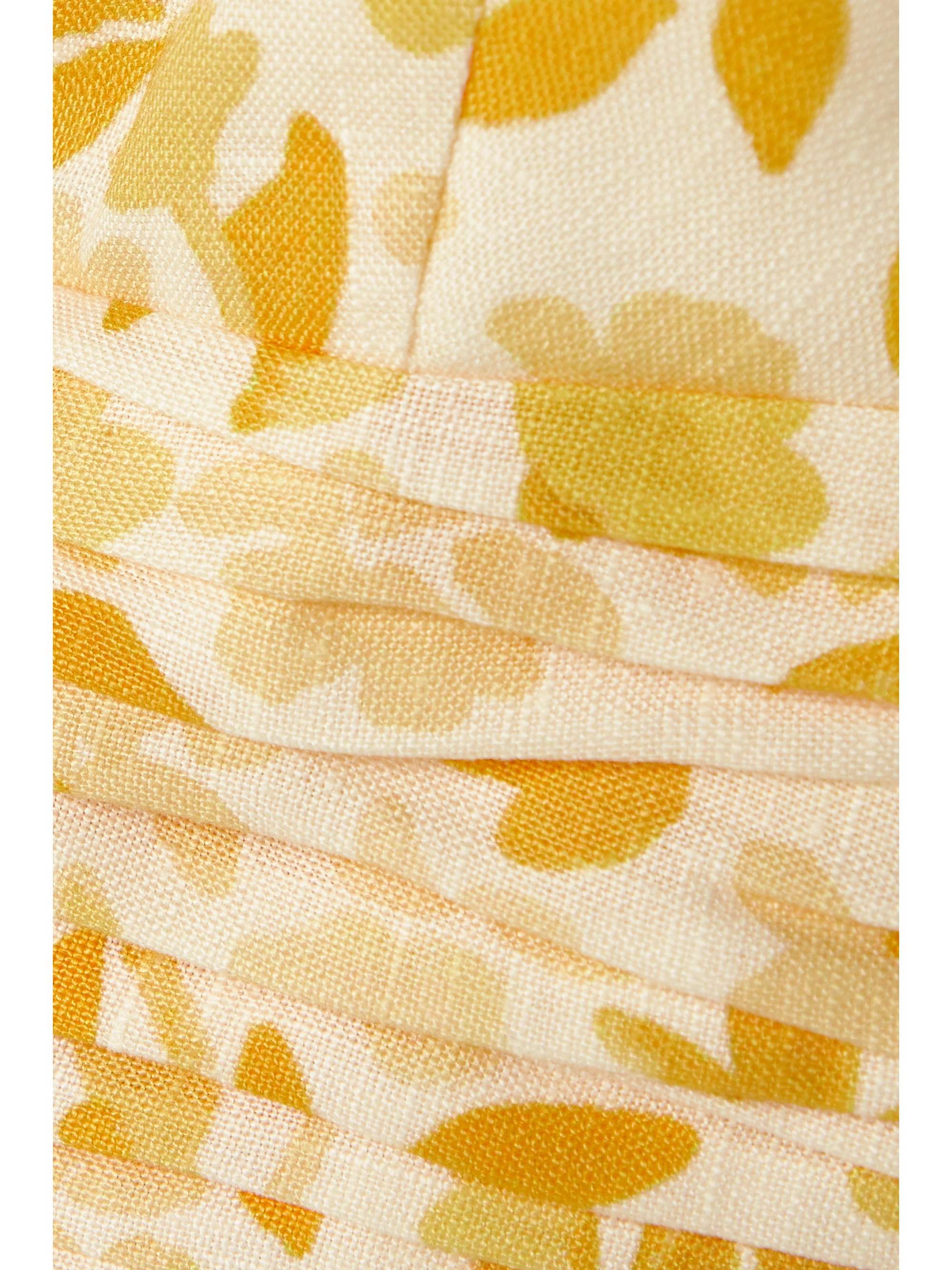 PEONY + NET SUSTAIN cropped open-back floral-print linen top