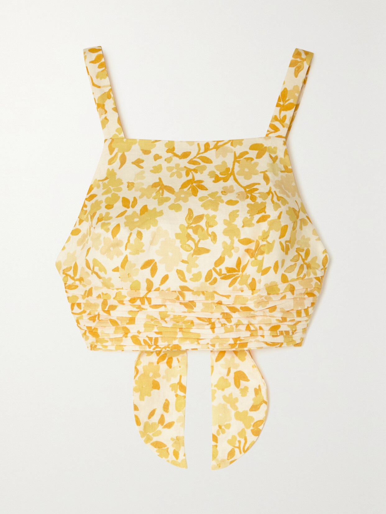 + Net Sustain Cropped Open-Back Floral-Print Top