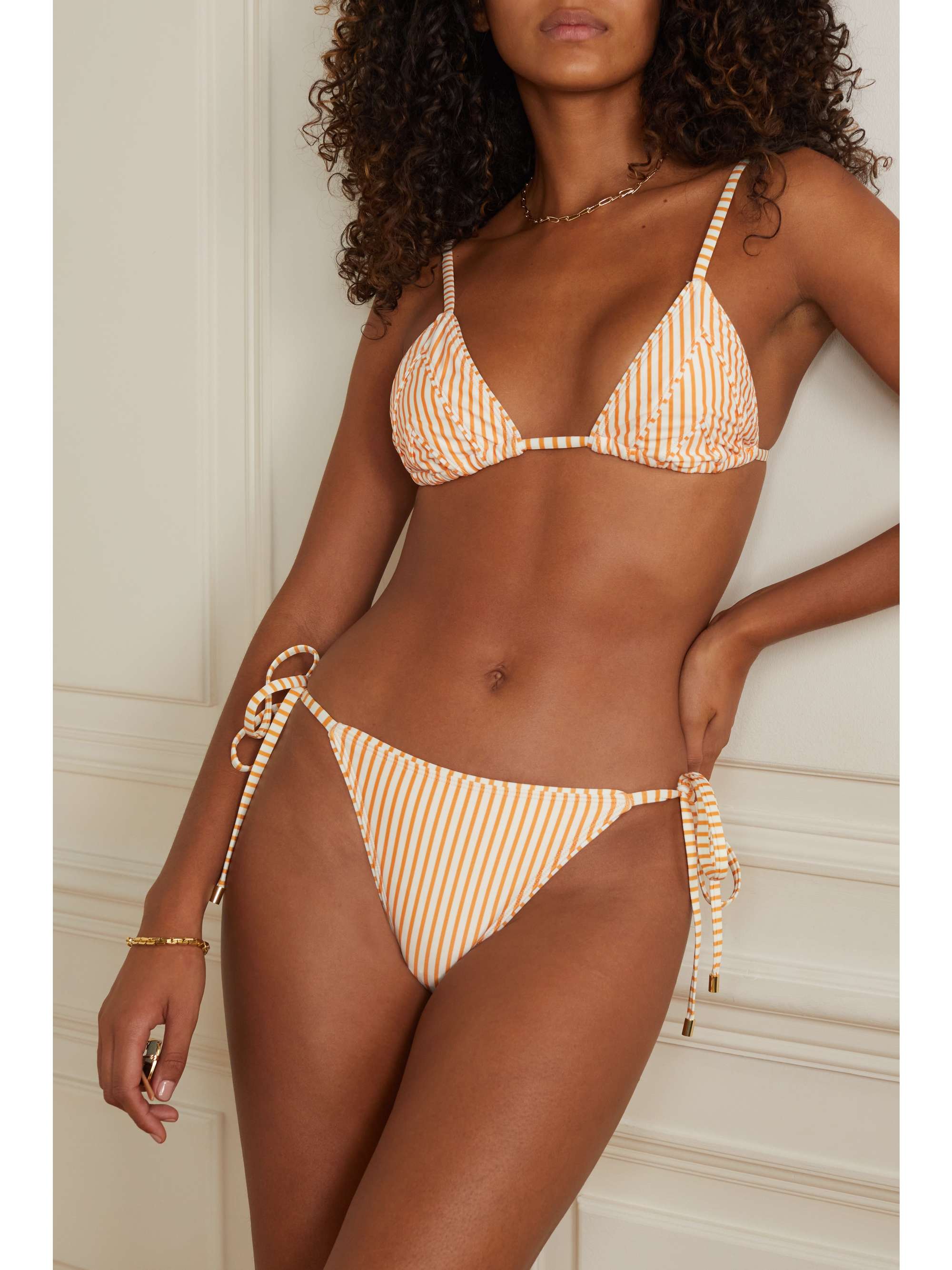 PEONY + NET SUSTAIN Bikini-Höschen aus gestreiftem Stretch-ECONYL®