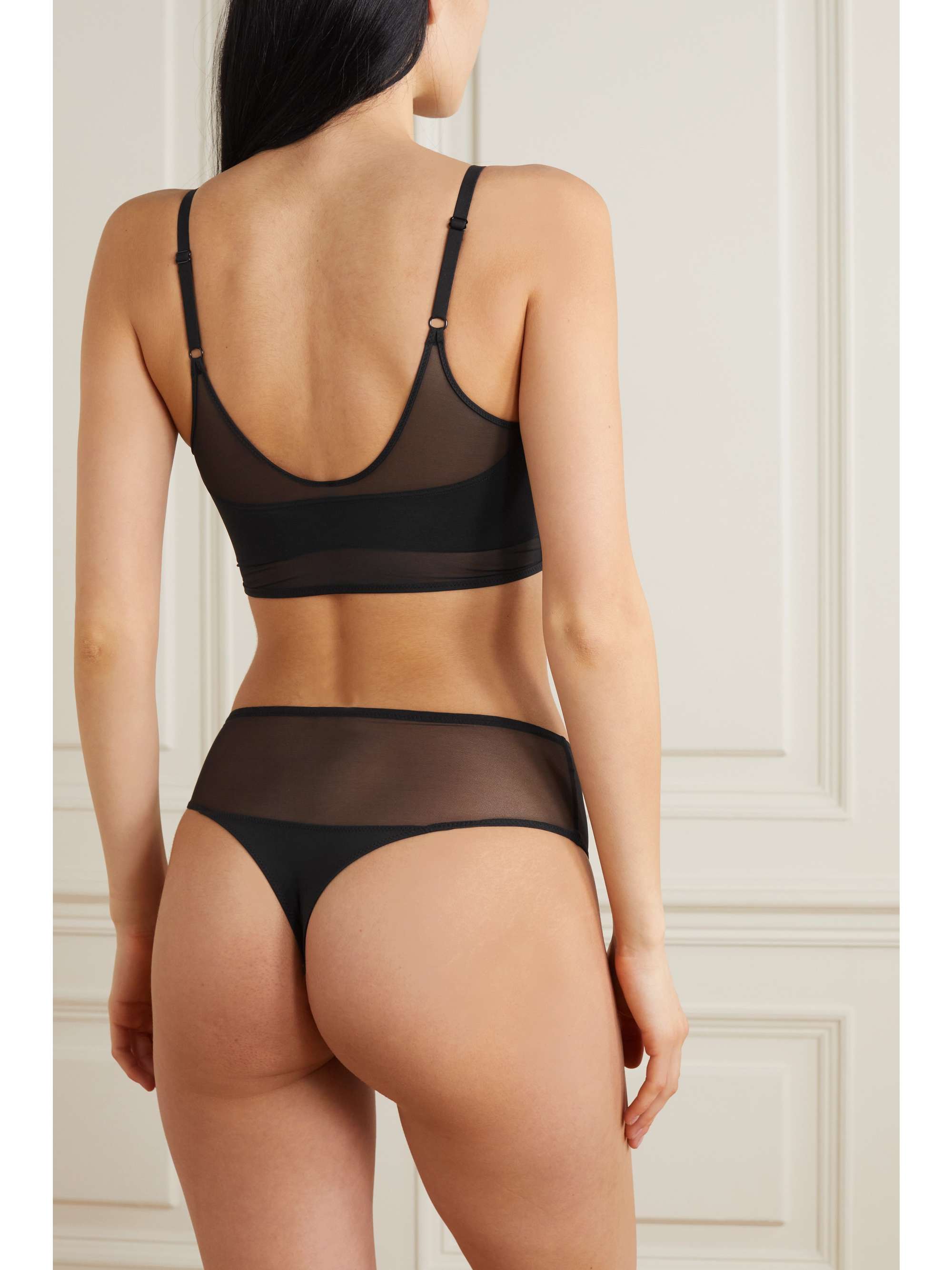 HEIST Paneled jersey and tulle soft-cup bra