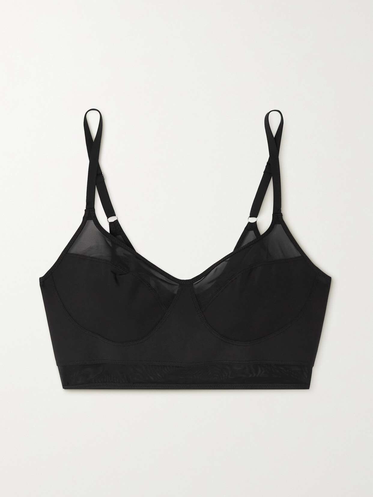 Heist Paneled Jersey And Tulle Soft-cup Bra In Black