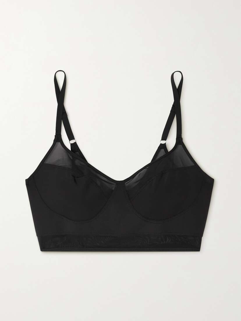 Heist Paneled Jersey And Tulle Soft-cup Bra - x large