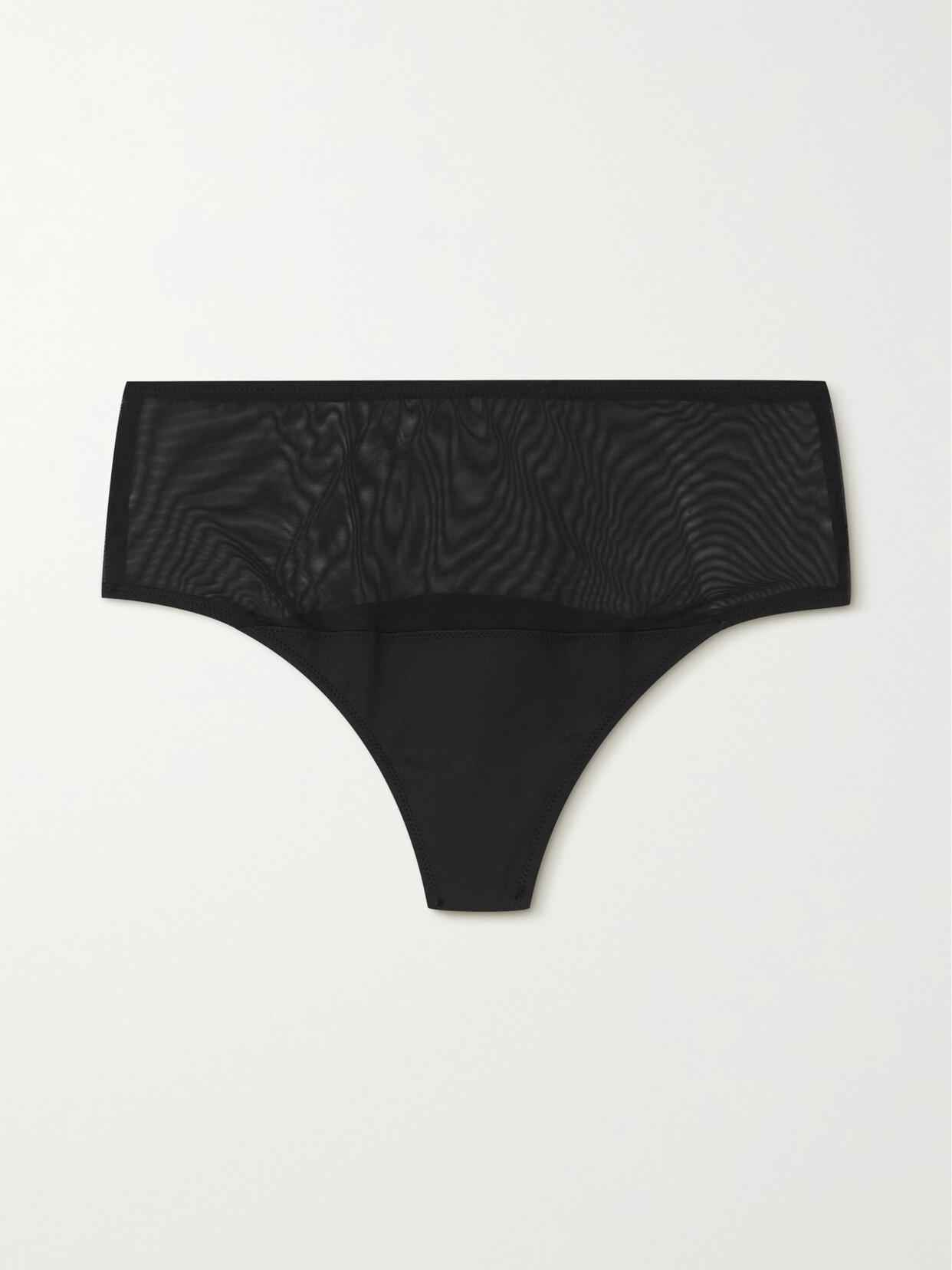 Heist The High Waist Paneled Jersey And Tulle Thong - Black