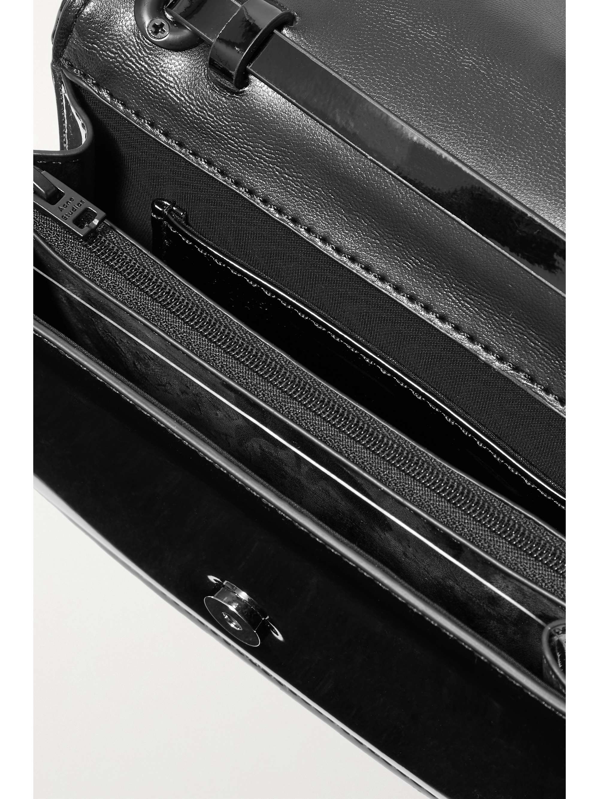 ACNE STUDIOS Appliquéd faux patentleather shoulder bag NETAPORTER