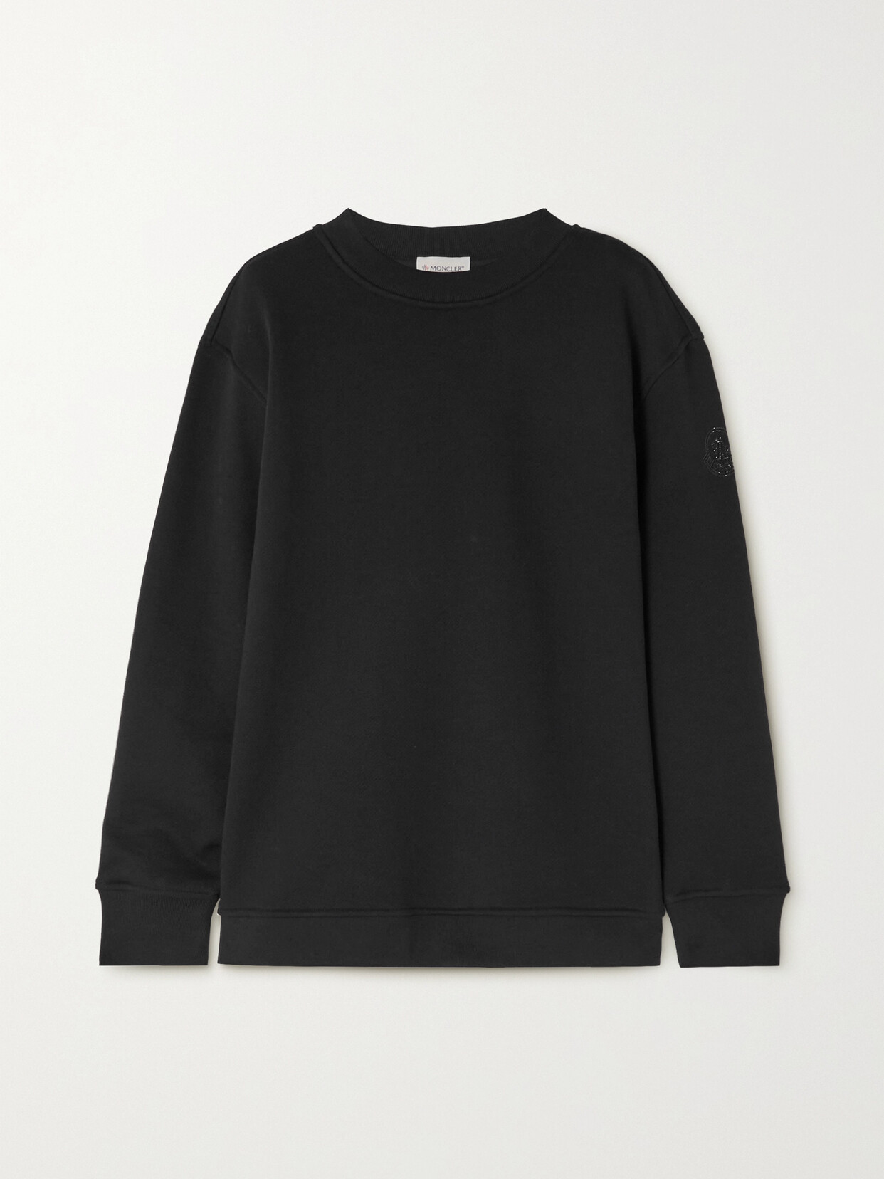 Moncler Paneled Shell And Cotton-jersey Sweatshirt In Black