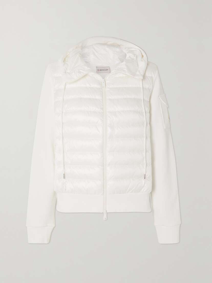 Moncler Paneled Cotton-blend Terry And Quilted Shell Down Hoodie