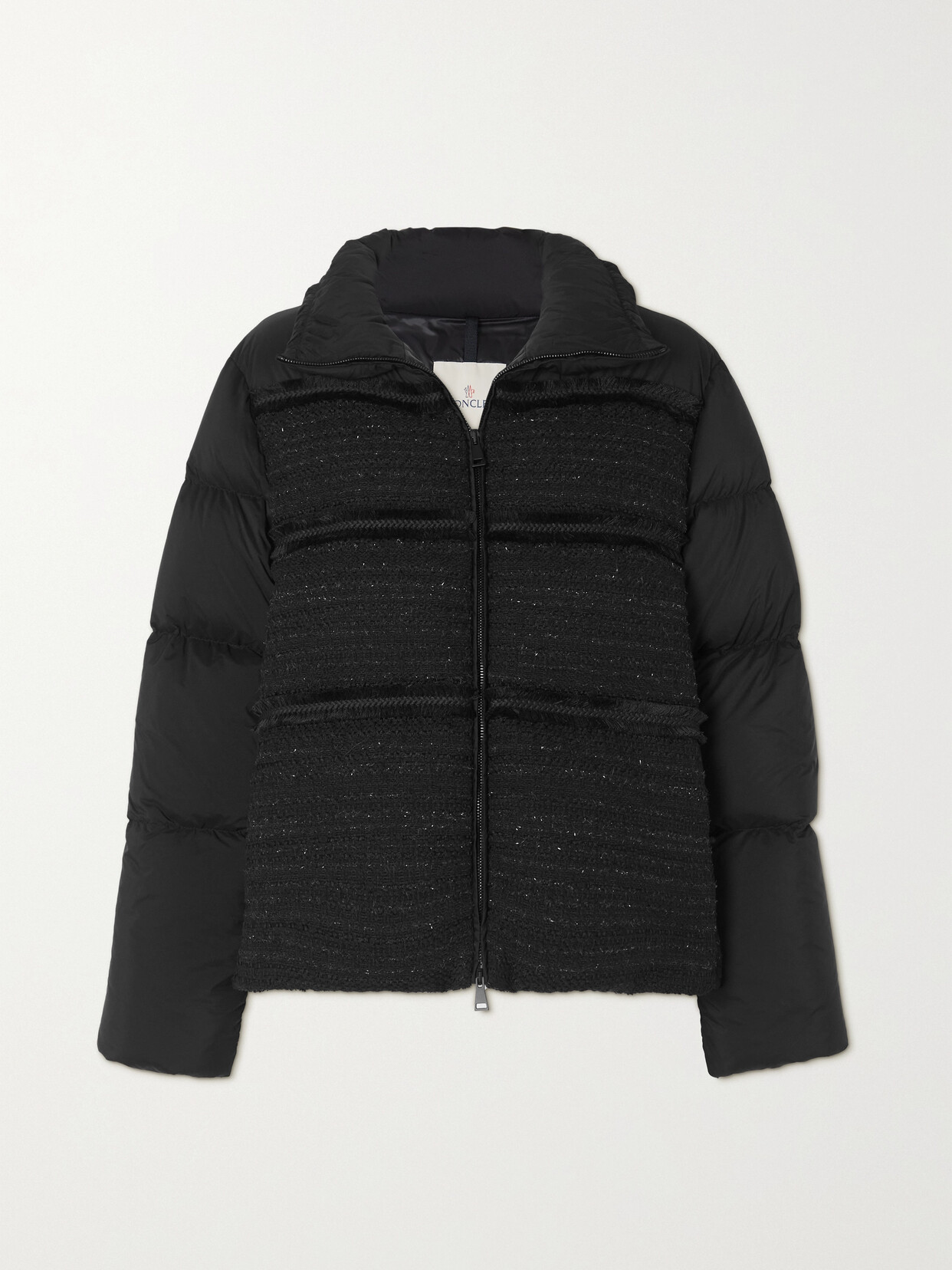 Moncler Aucun Quilted Tweed-lamé And Shell Down Jacket In Black