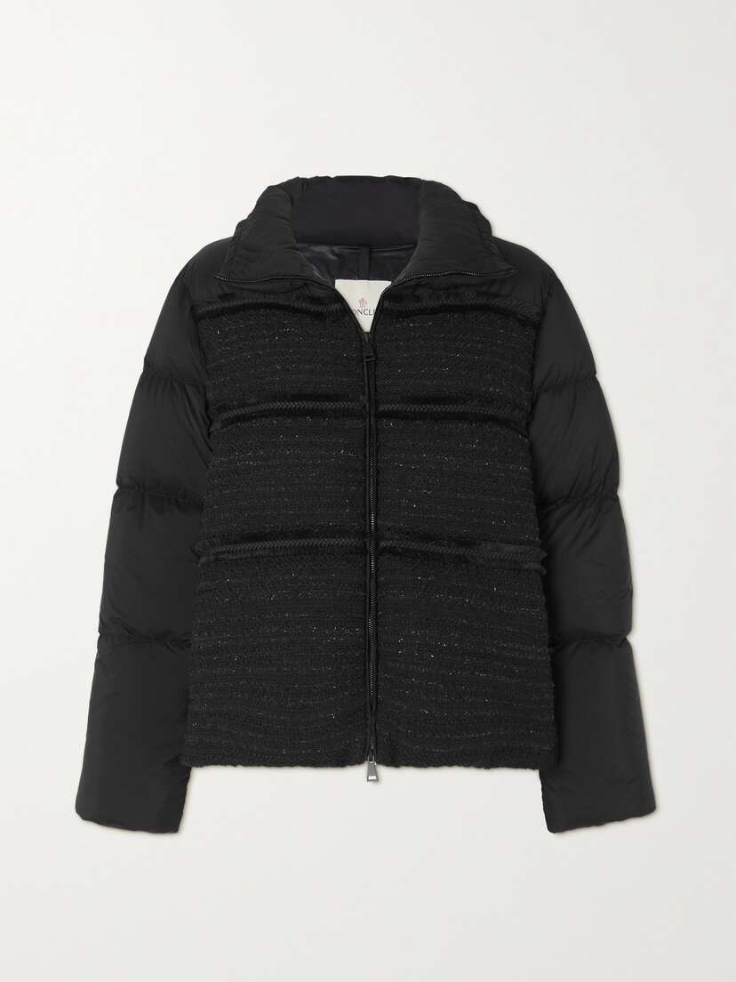 Moncler Aucun Quilted Tweed-lamé And Shell Down Jacket