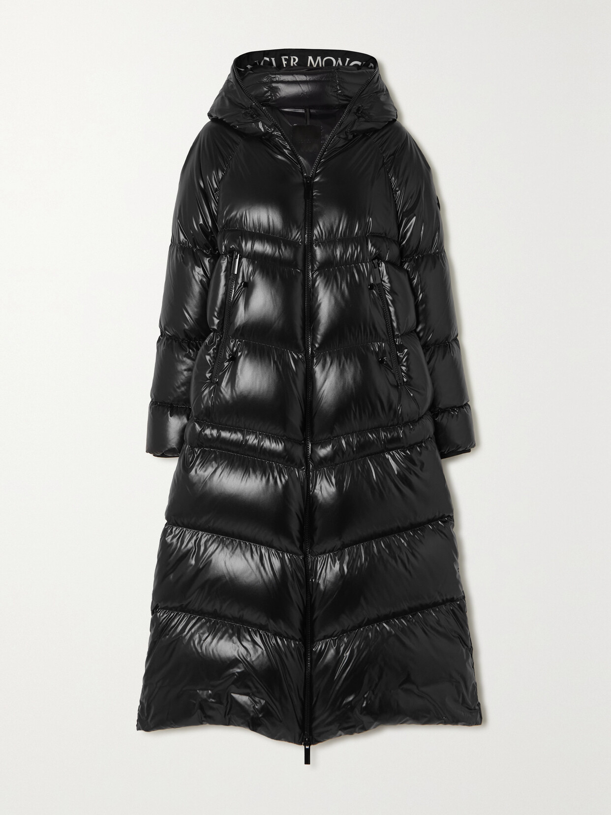 Moncler Chanon Hooded Quilted Coated-shell Coat In Black