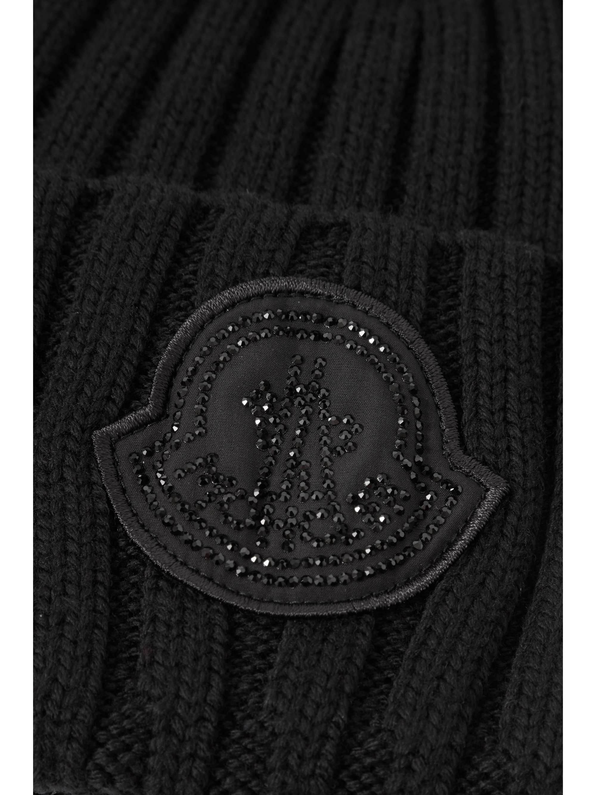 MONCLER Appliquéd ribbed wool beanie