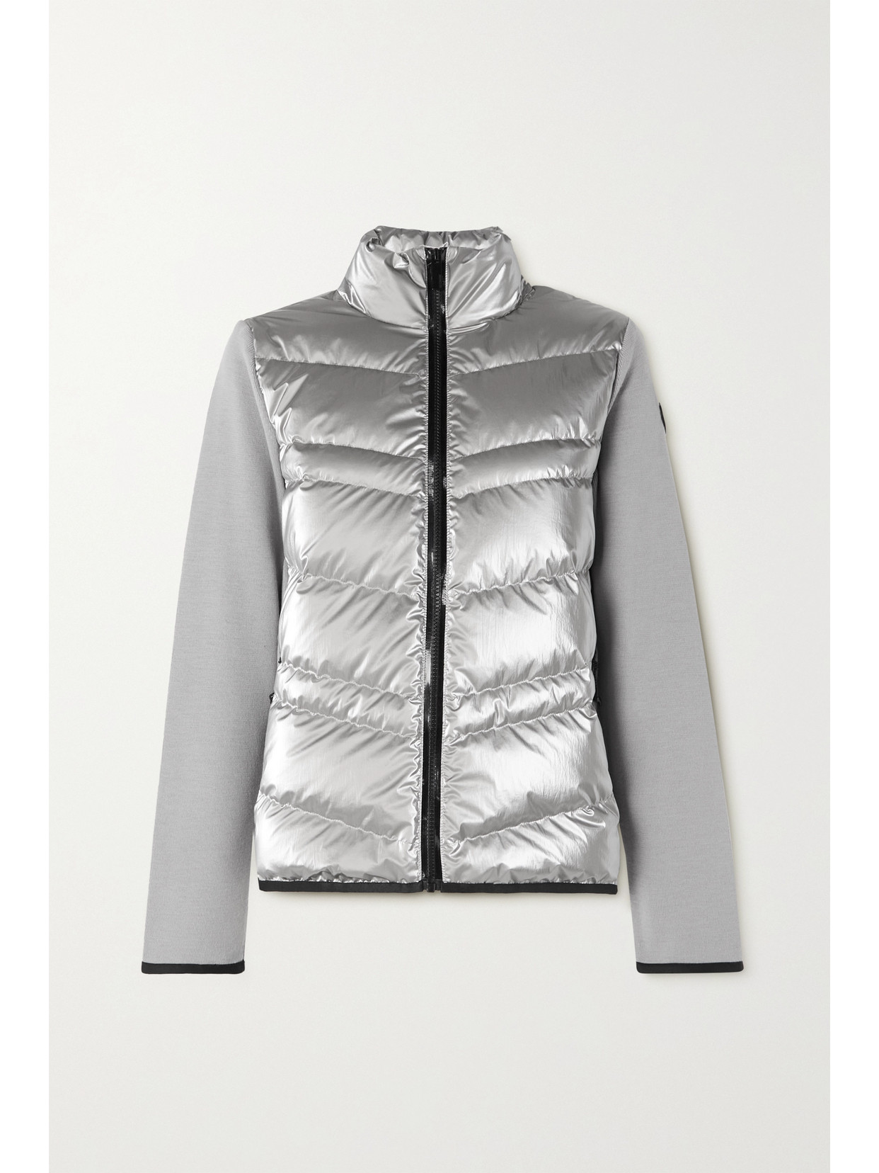 Moncler Paneled Wool-blend And Quilted Shell Down Jacket In Silver
