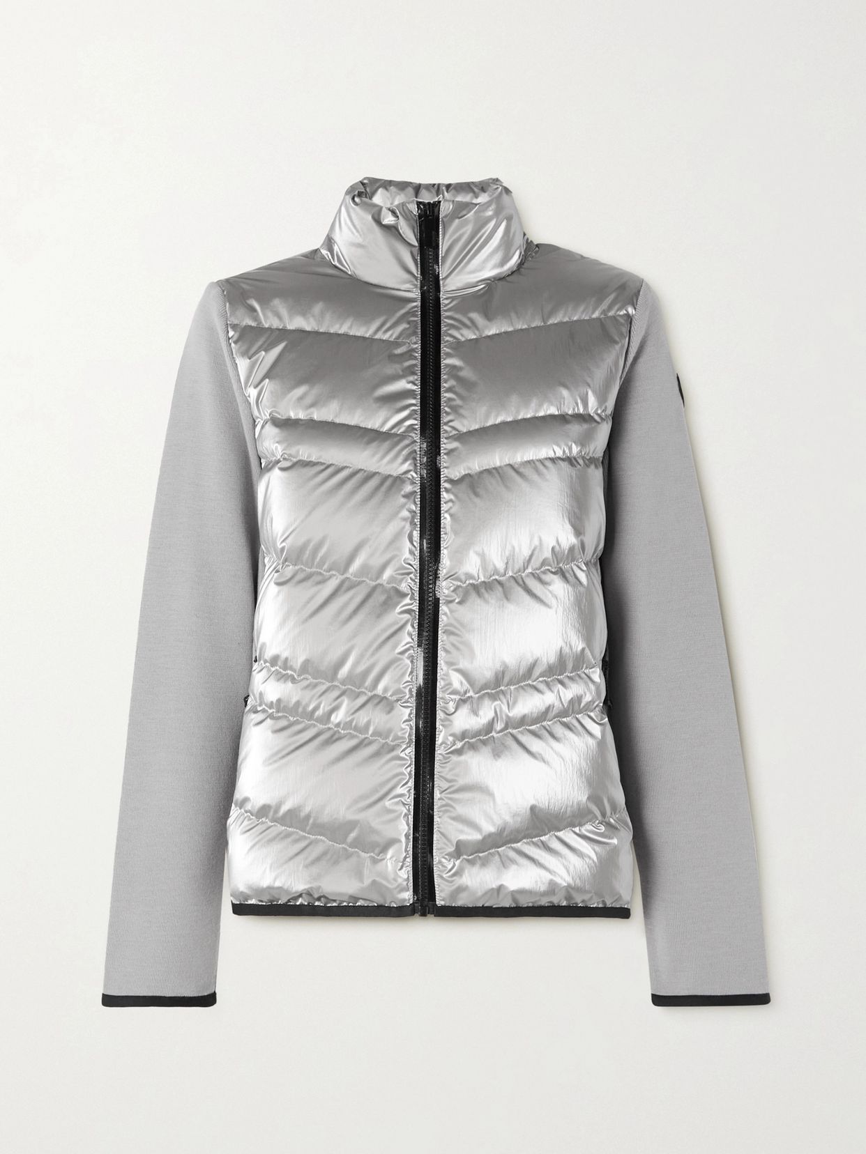 Paneled wool-blend and quilted shell down jacket