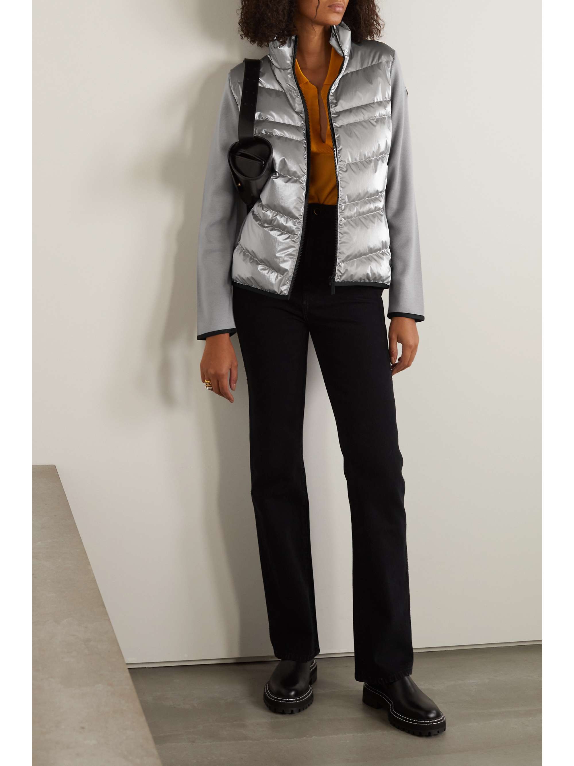 MONCLER Paneled wool-blend and quilted shell down jacket