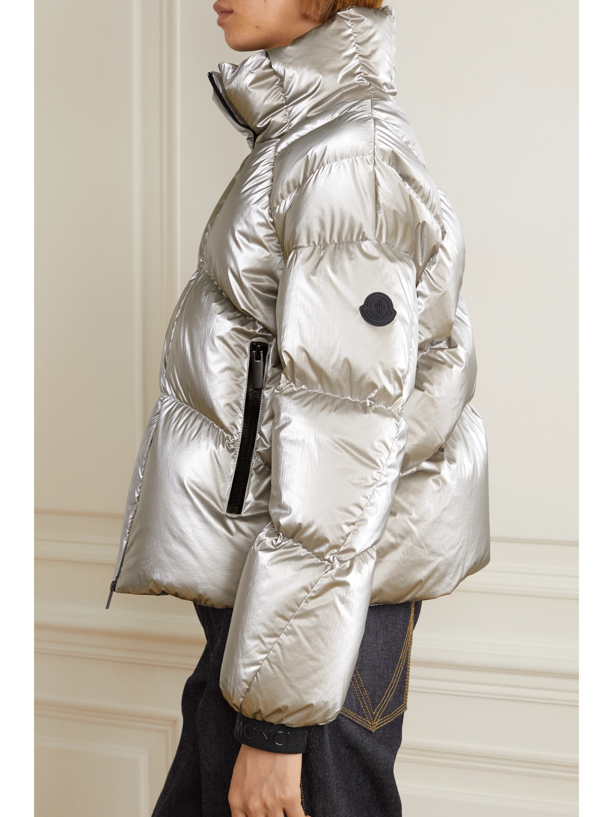 Shop Moncler Avoriaz Quilted Metallic Shell Down Jacket In Silver