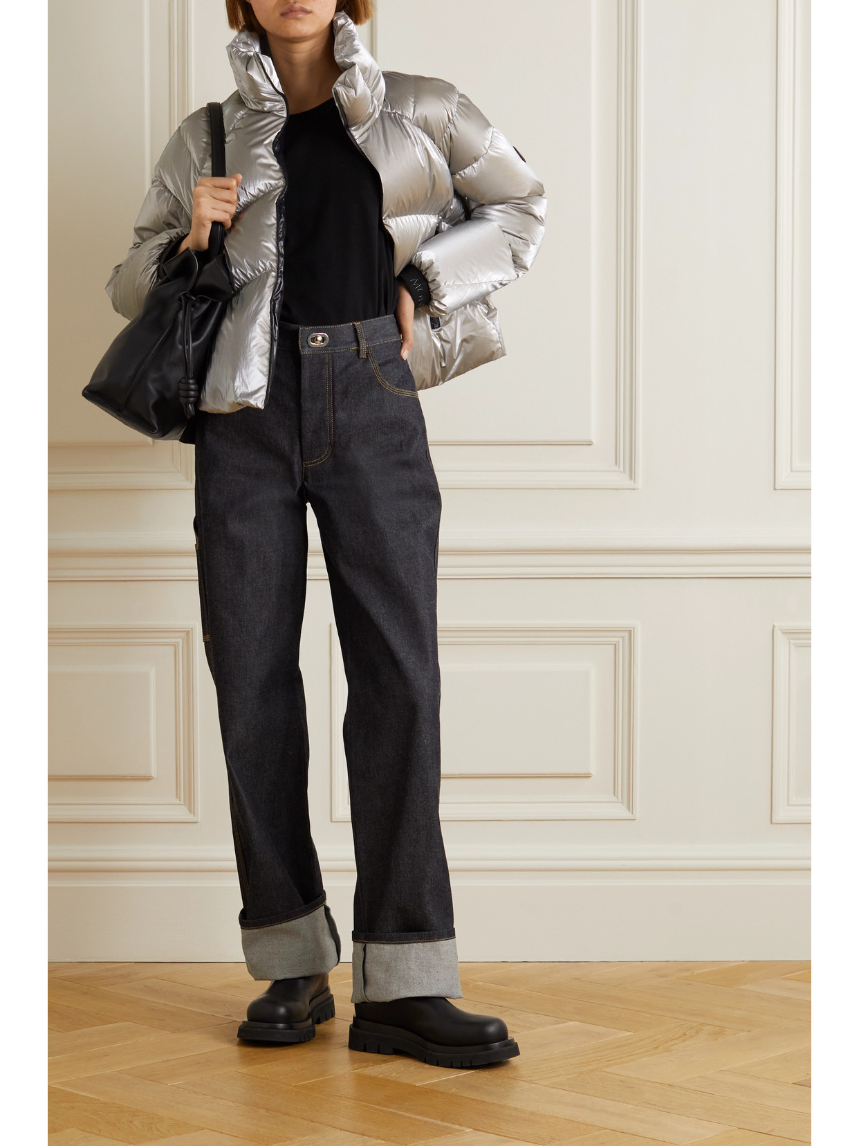 Moncler Avoriaz Quilted Metallic Shell Down Jacket In Silver