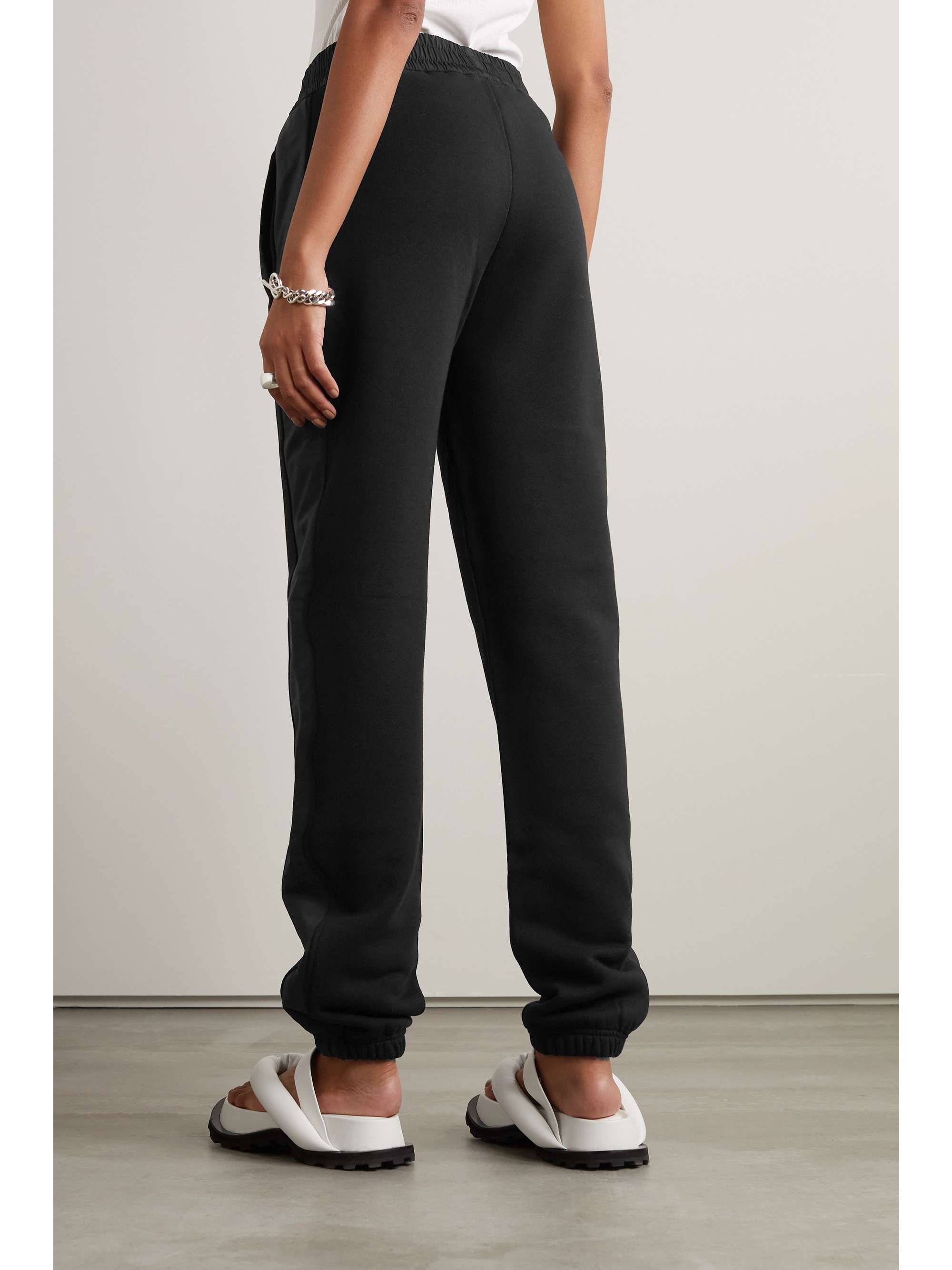 MONCLER Embellished shell-trimmed cotton-jersey track pants