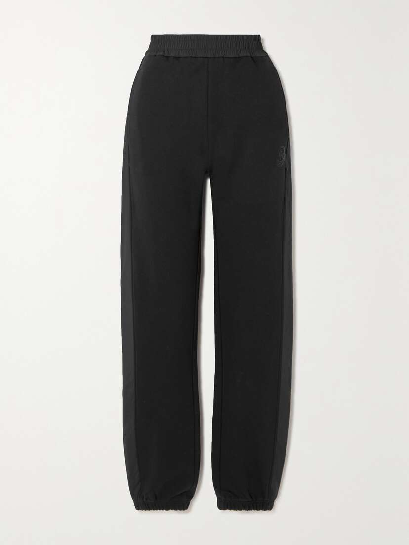 Moncler Embellished Shell-trimmed Cotton-jersey Track Pants