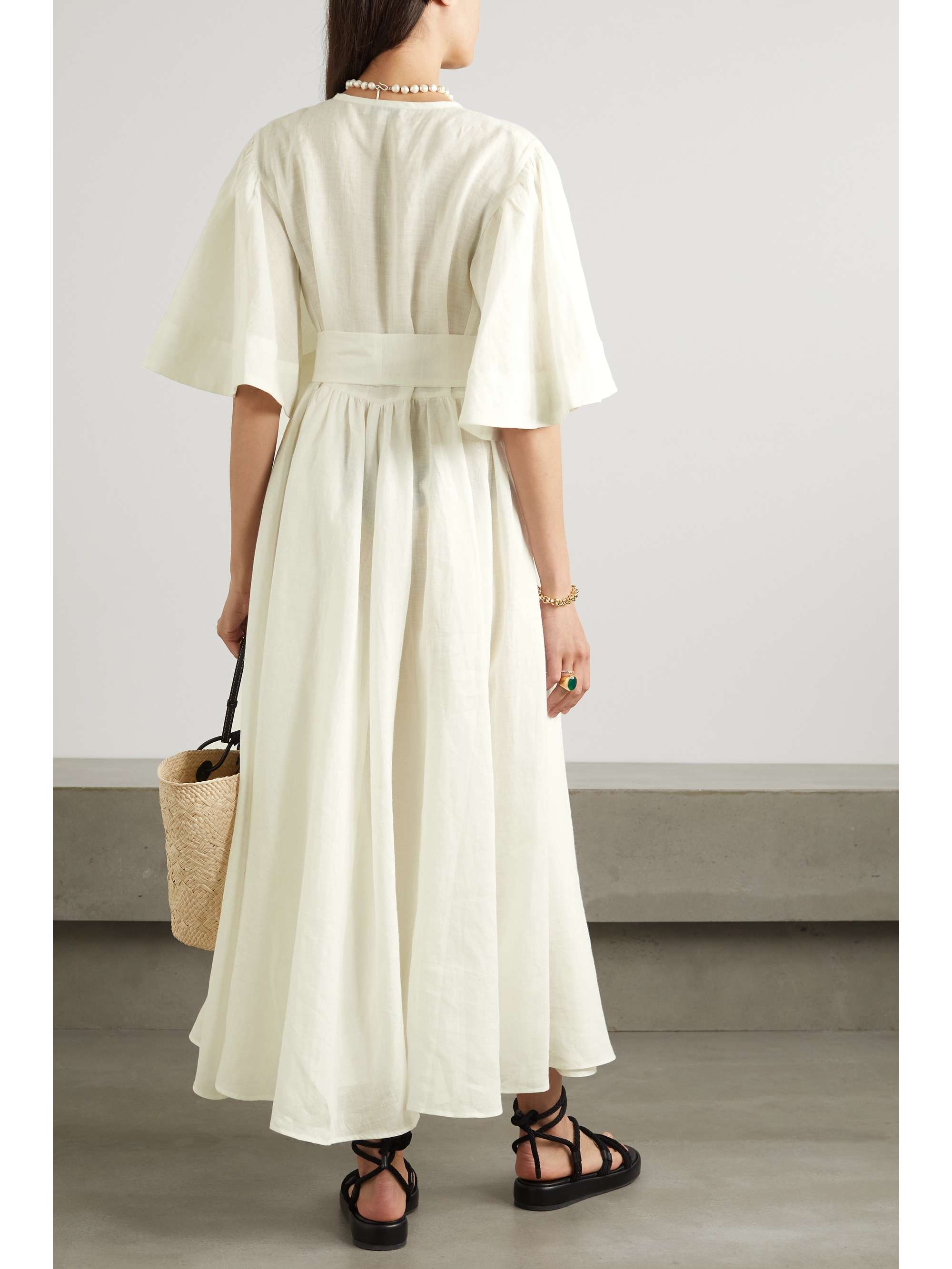 FIL DE VIE Ischia belted ramie maxi dress