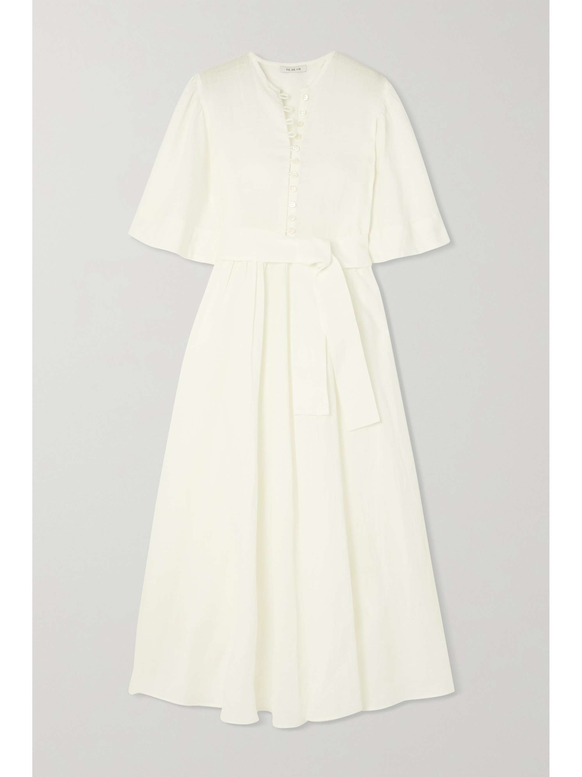 FIL DE VIE Ischia belted ramie maxi dress