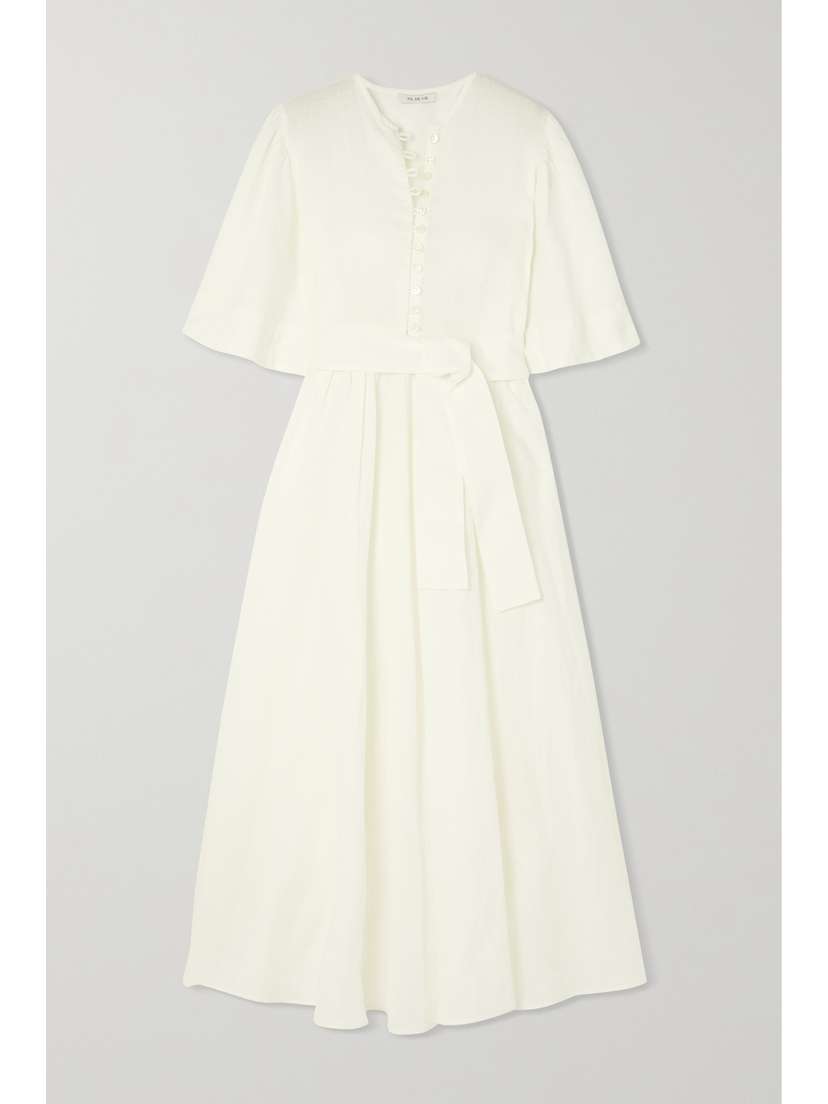 FIL DE VIE Ischia Belted Ramie Maxi Dress