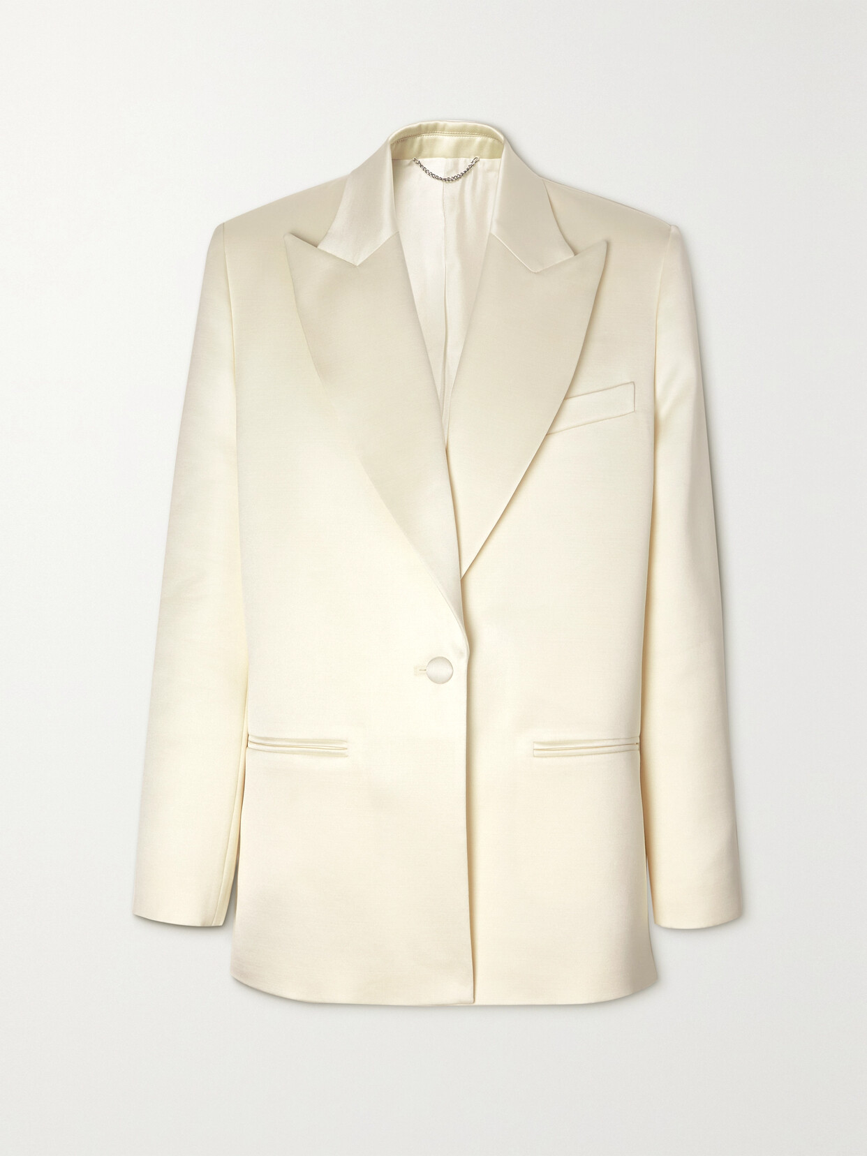 Magda Butrym Silk Satin-trimmed Wool Blazer In White