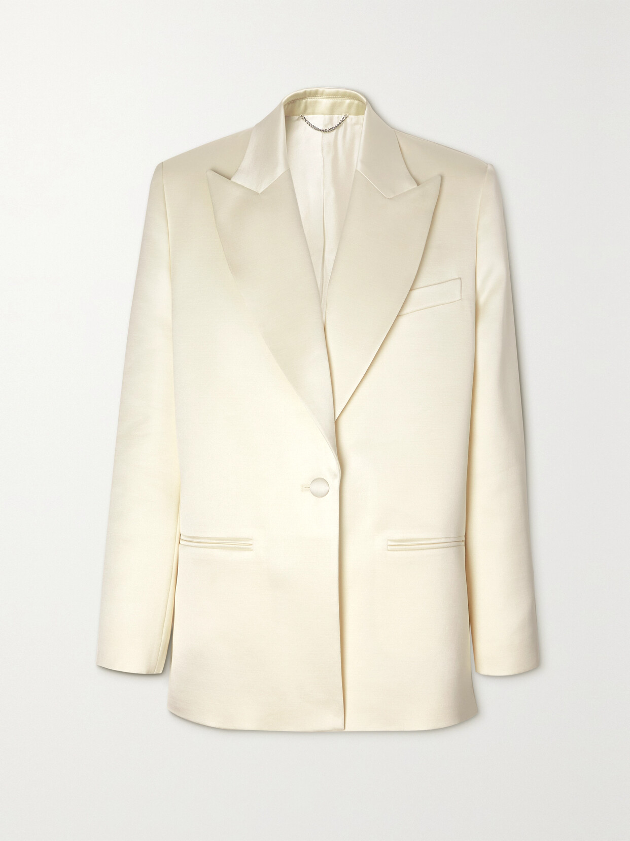 Magda Butrym Silk Satin-trimmed Wool Blazer In Yellow