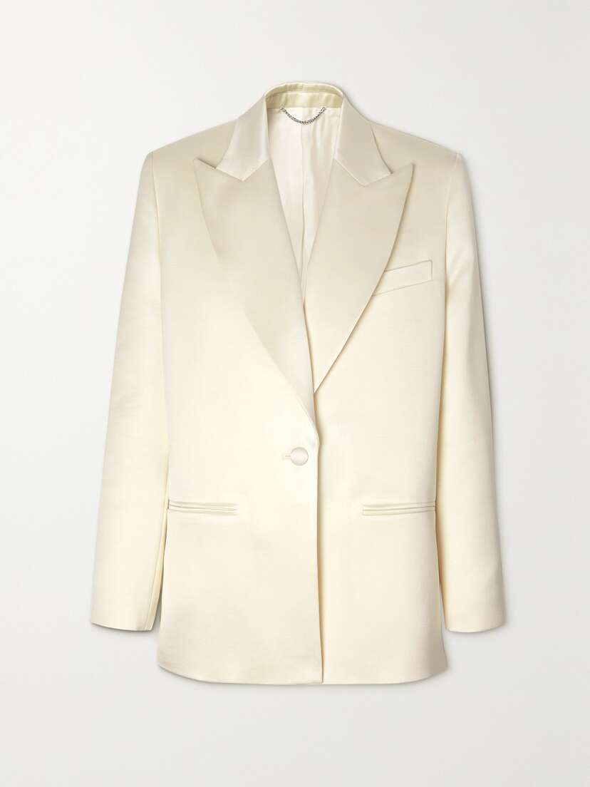 Magda Butrym Silk Satin-trimmed Wool Blazer