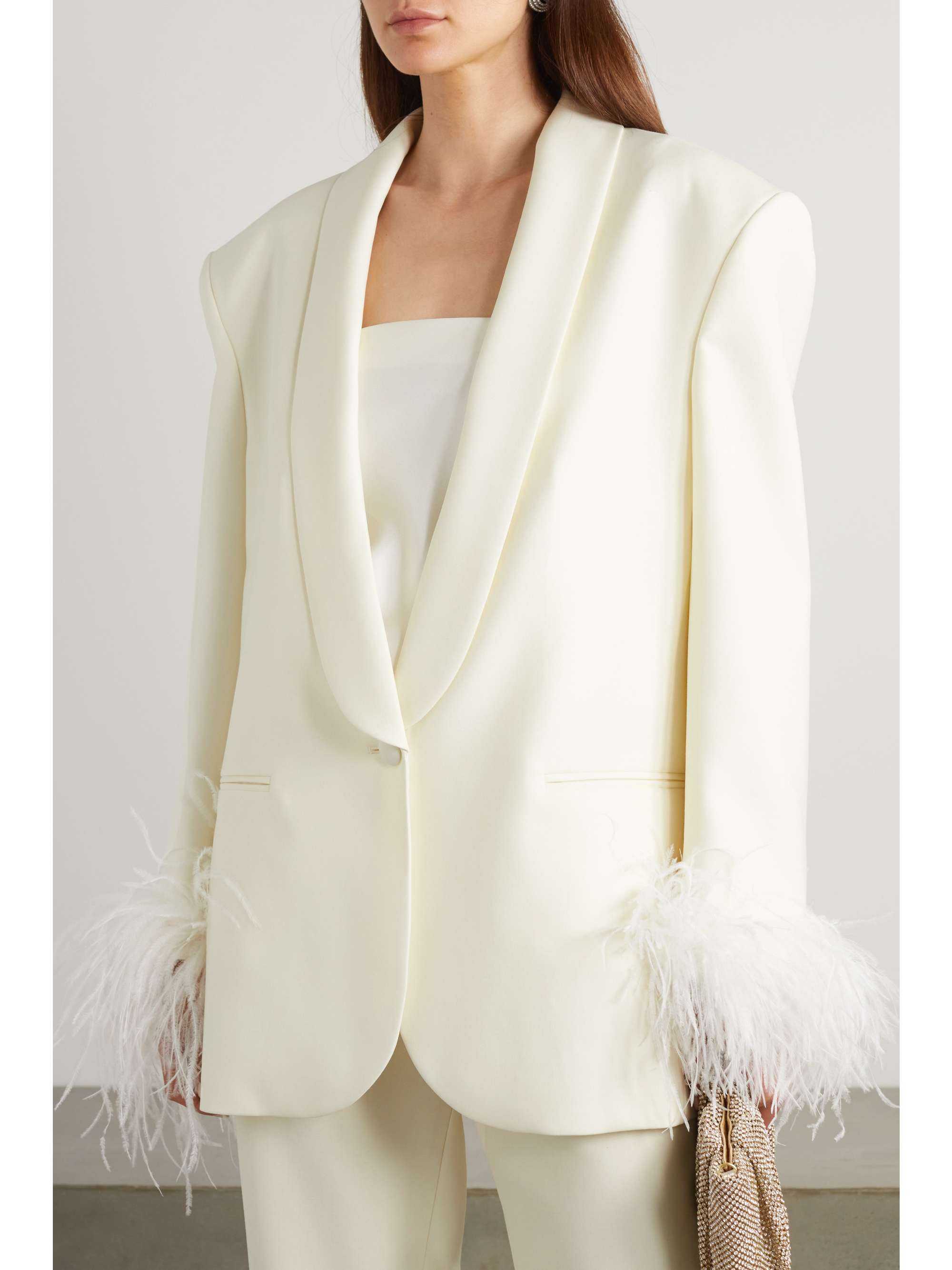 MAGDA BUTRYM Feather-trimmed wool-twill blazer