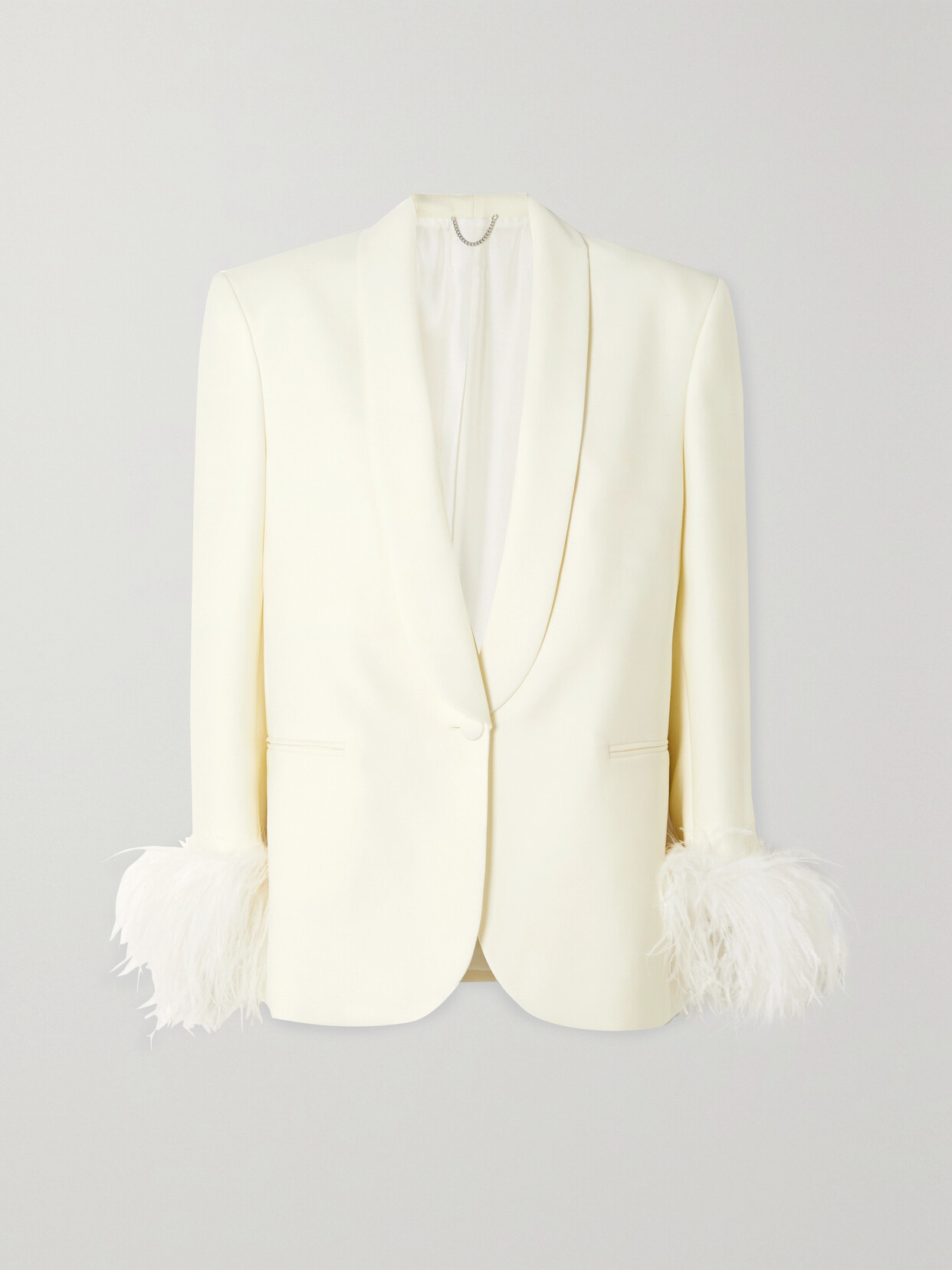 Magda Butrym Feather-trimmed Wool-twill Blazer - White