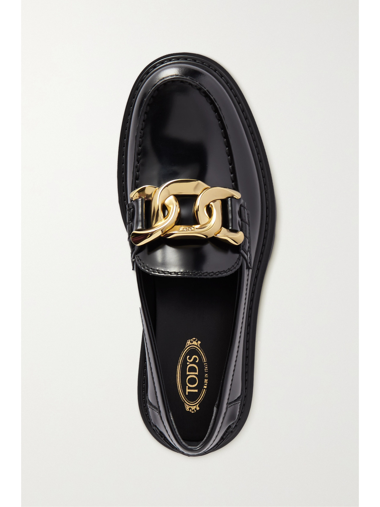 Shop Tod's Gomma Pesante Embellished Glossed-leather Loafers In Black