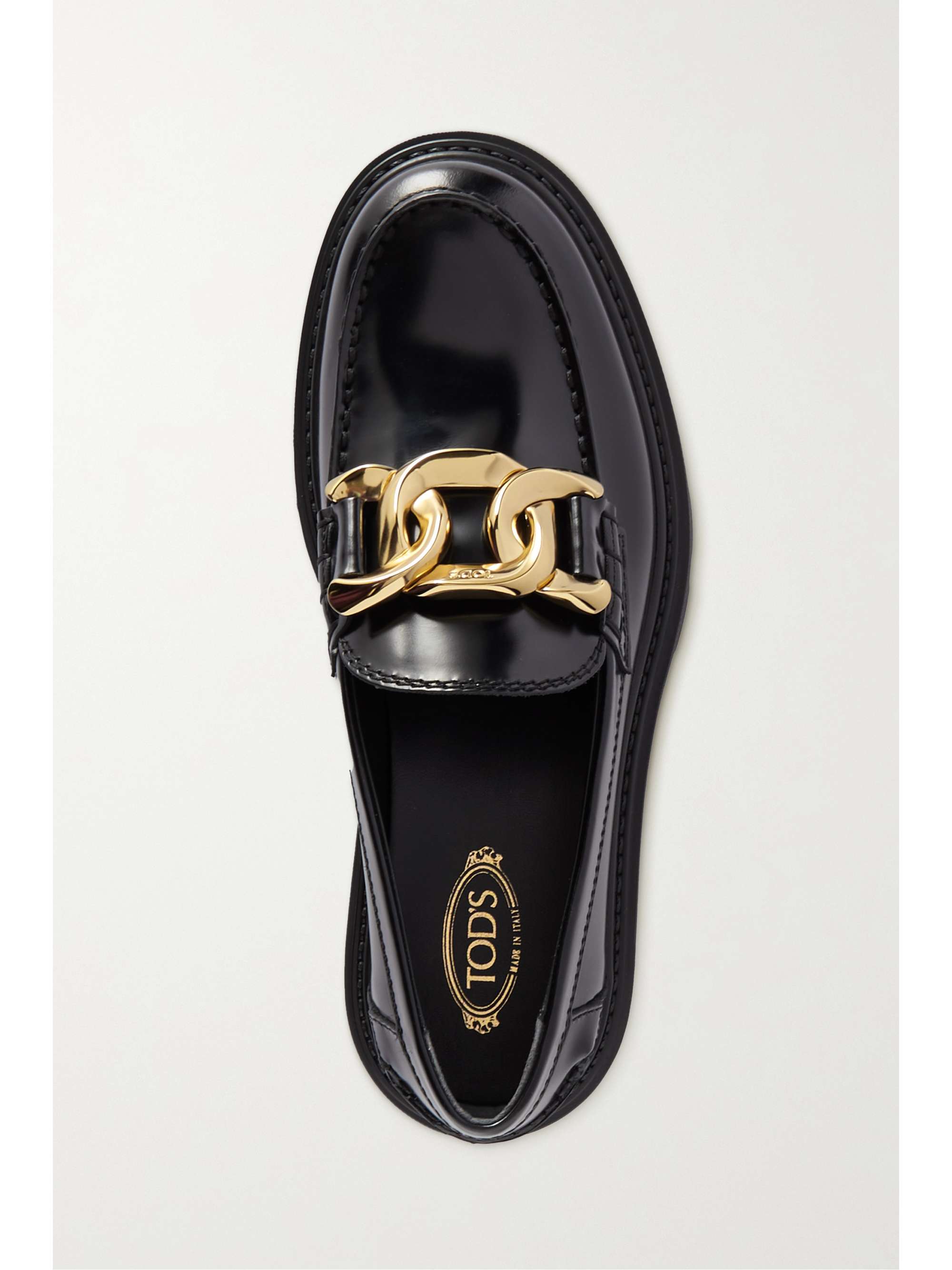 TOD'S Gomma Pesante embellished glossed-leather loafers | NET-A-PORTER