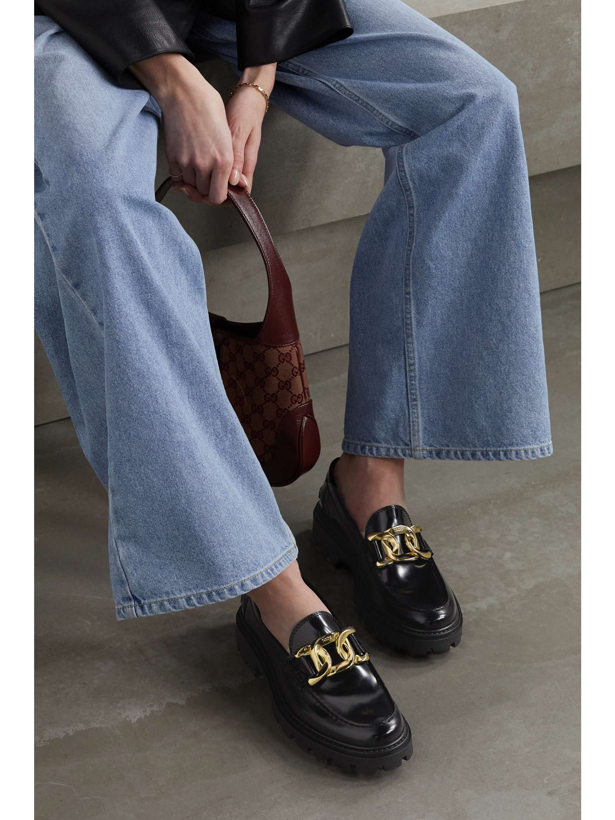 TOD'S Gomma Pesante embellished glossed-leather loafers | NET-A-PORTER