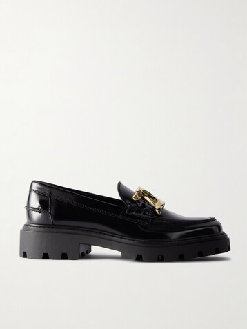 Tod's Gomma Pesante embellished glossed-leather loafers