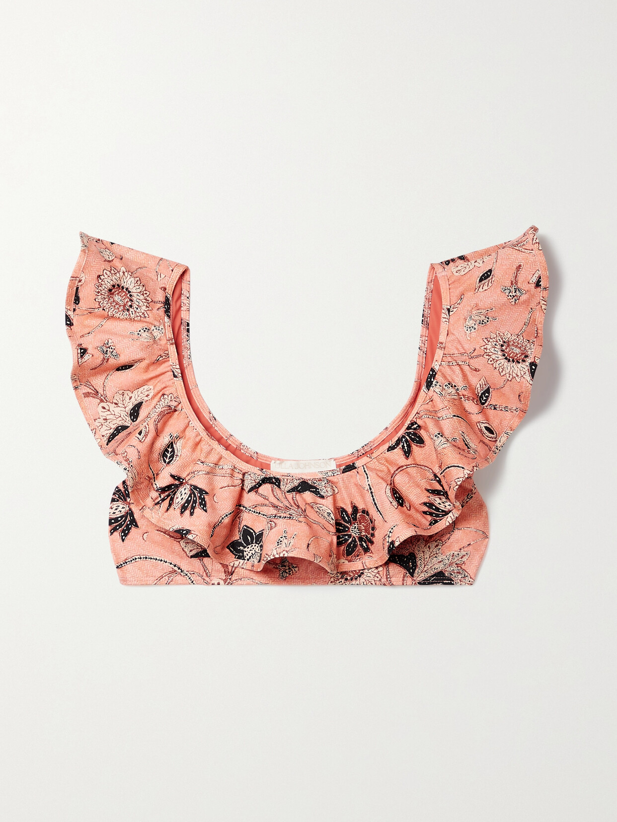 Ulla Johnson Azores Ruffled Printed Bikini Top - Pink