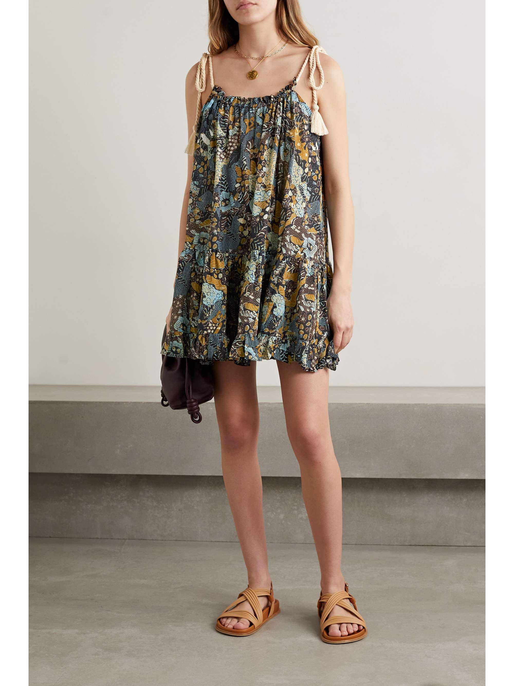 Multi Trula tiered printed cotton-blend 